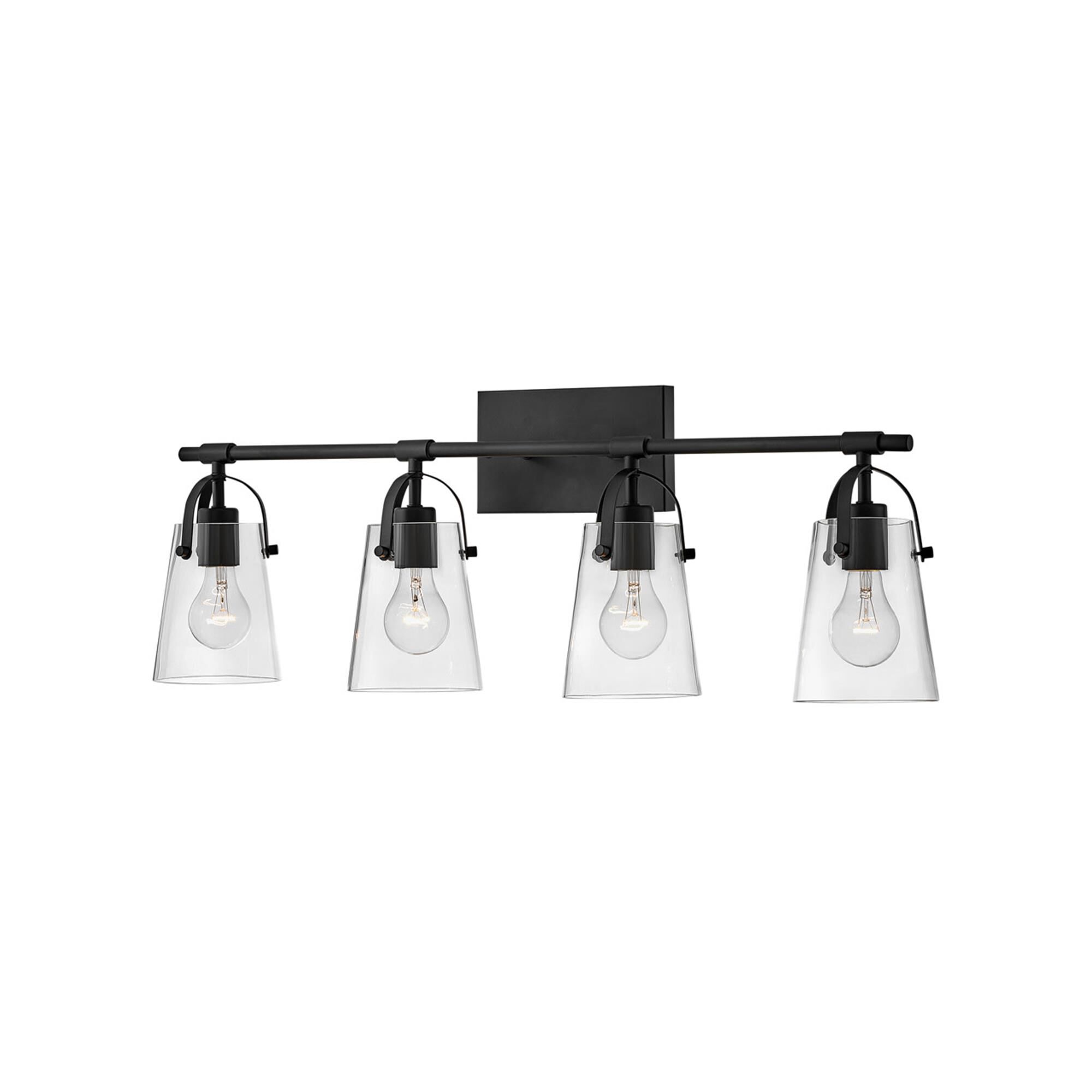 Shown in Black finish and Clear glass