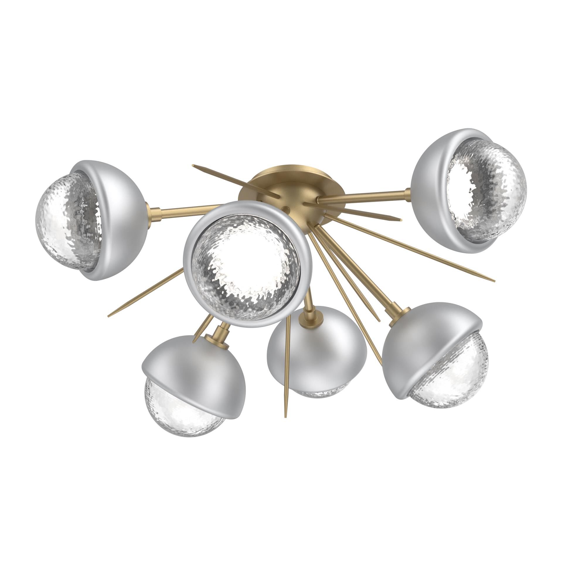 Shown in Gilded Brass finish and Clear glass and Classic Silver accent