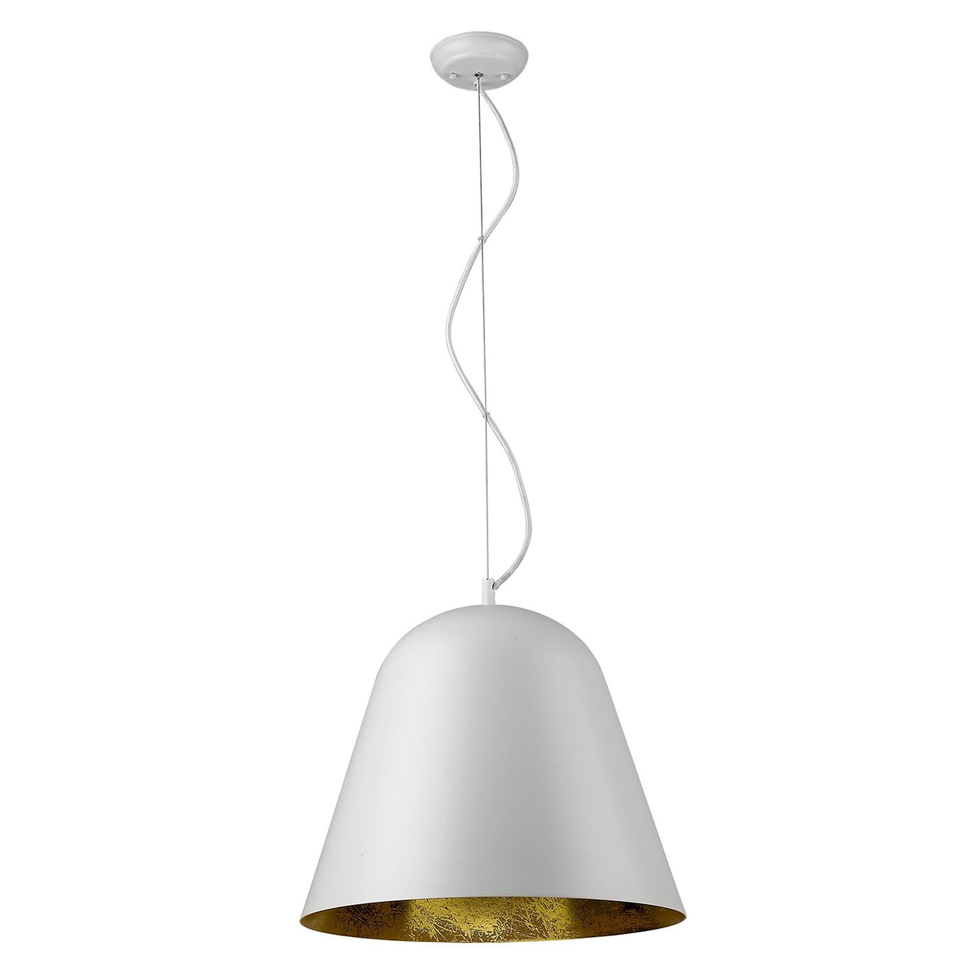 Shown in White finish and White glass and White Metal Cone Shaped  W/ Gold Leaf Interior shade