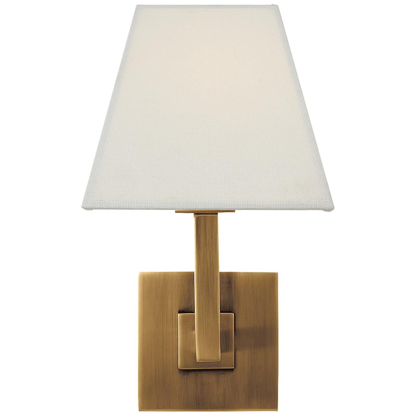 Shown in Hand-Rubbed Antique Brass finish and Linen shade