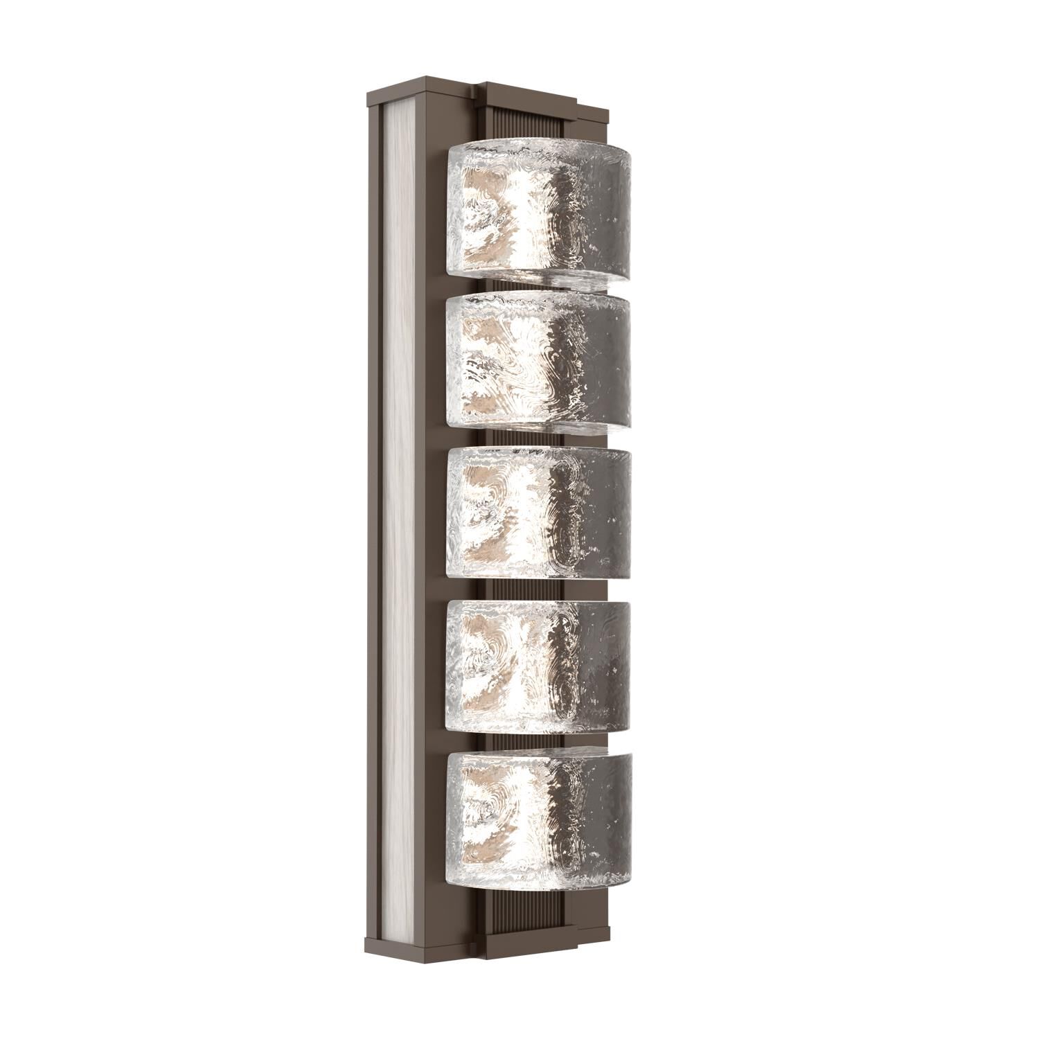 Shown in Flat Bronze finish and Clear Rounded glass and Light Oak accent