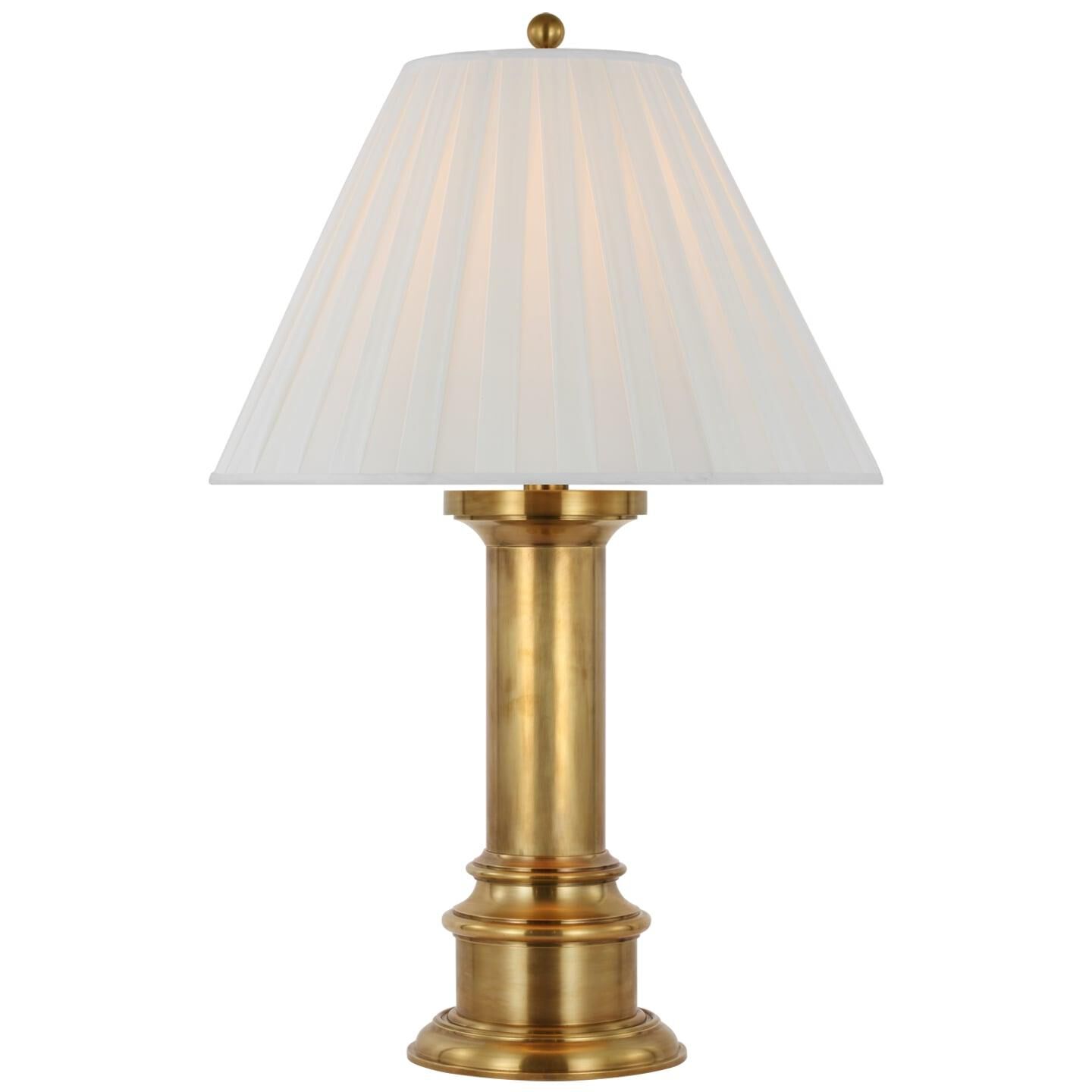 Shown in Natural Brass finish and Silk Box Pleat shade