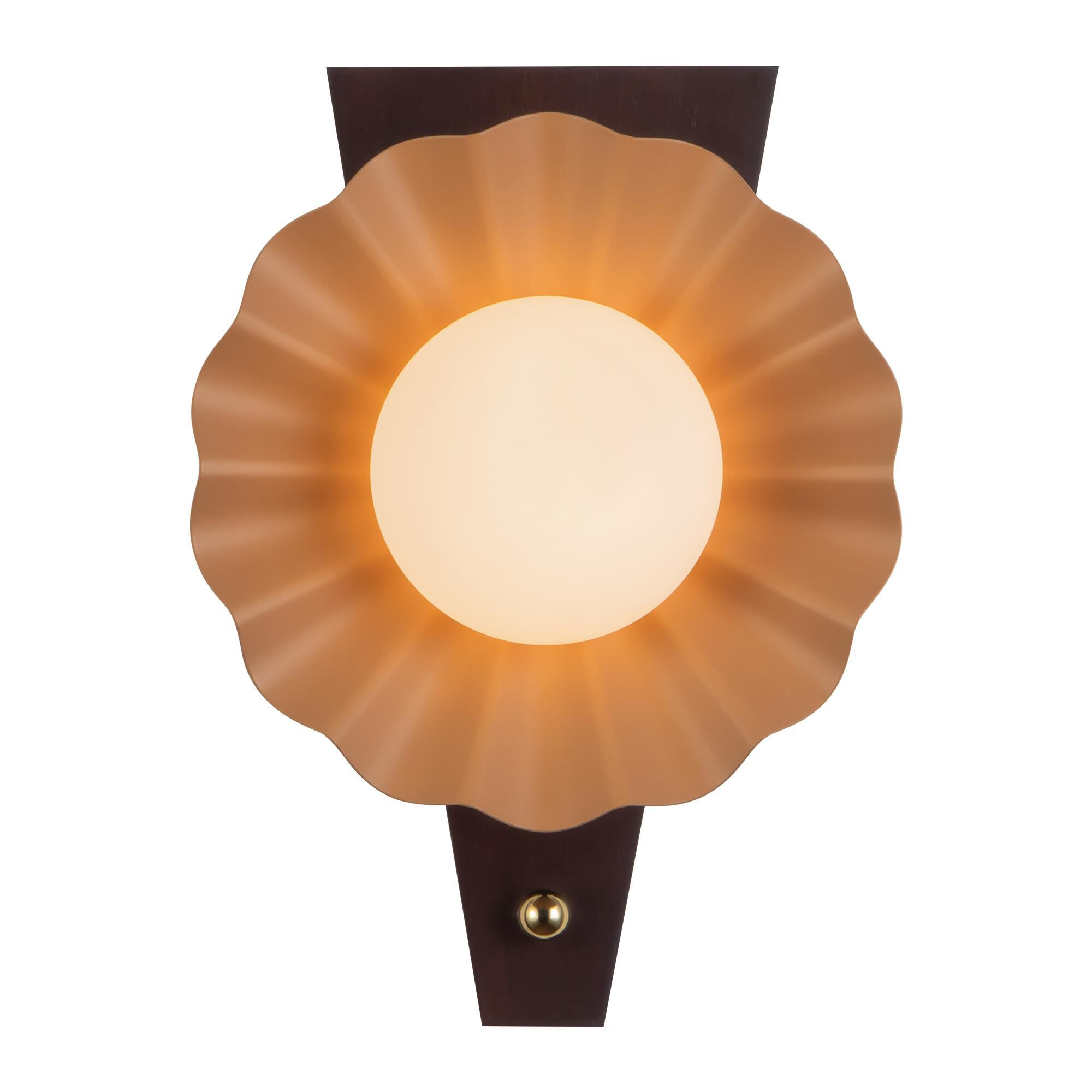 Shown in Peach finish and Matte Opal glass
