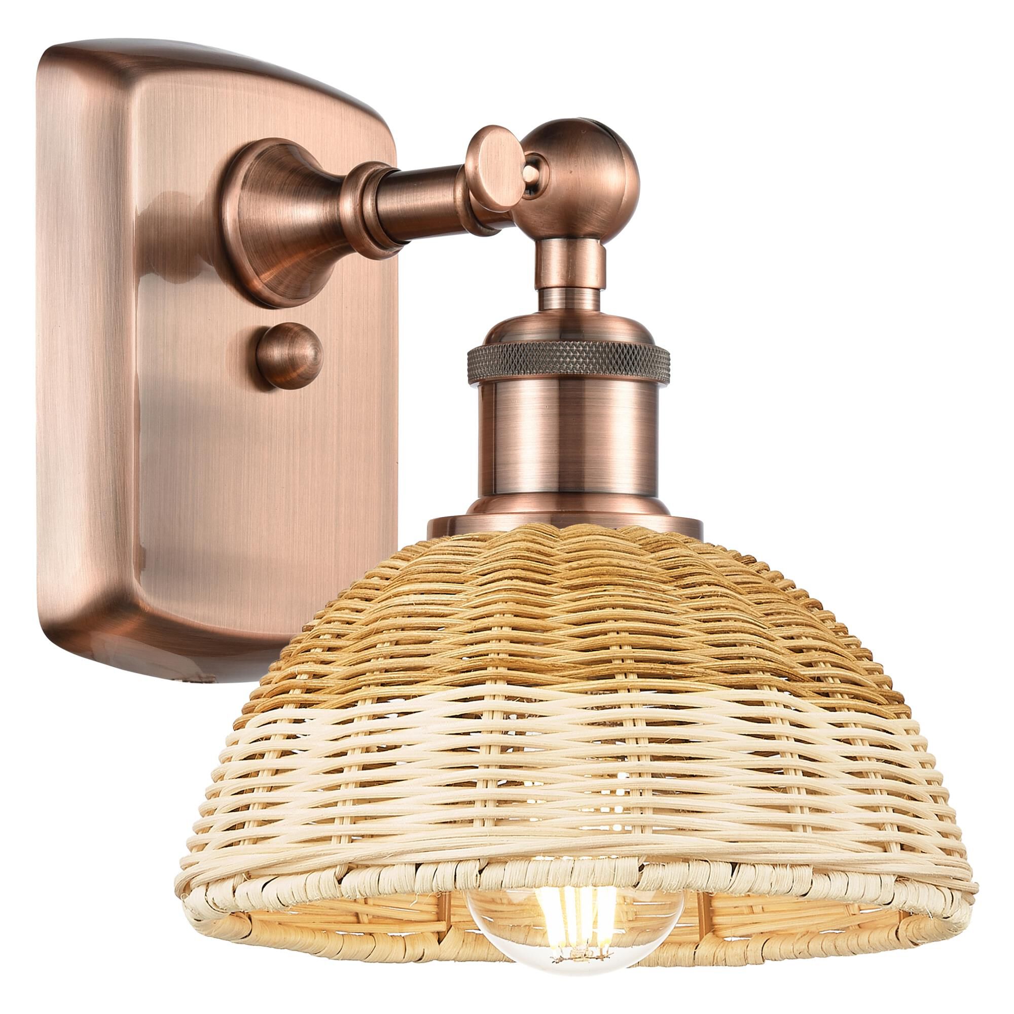 Shown in Antique Copper finish and Natural shade