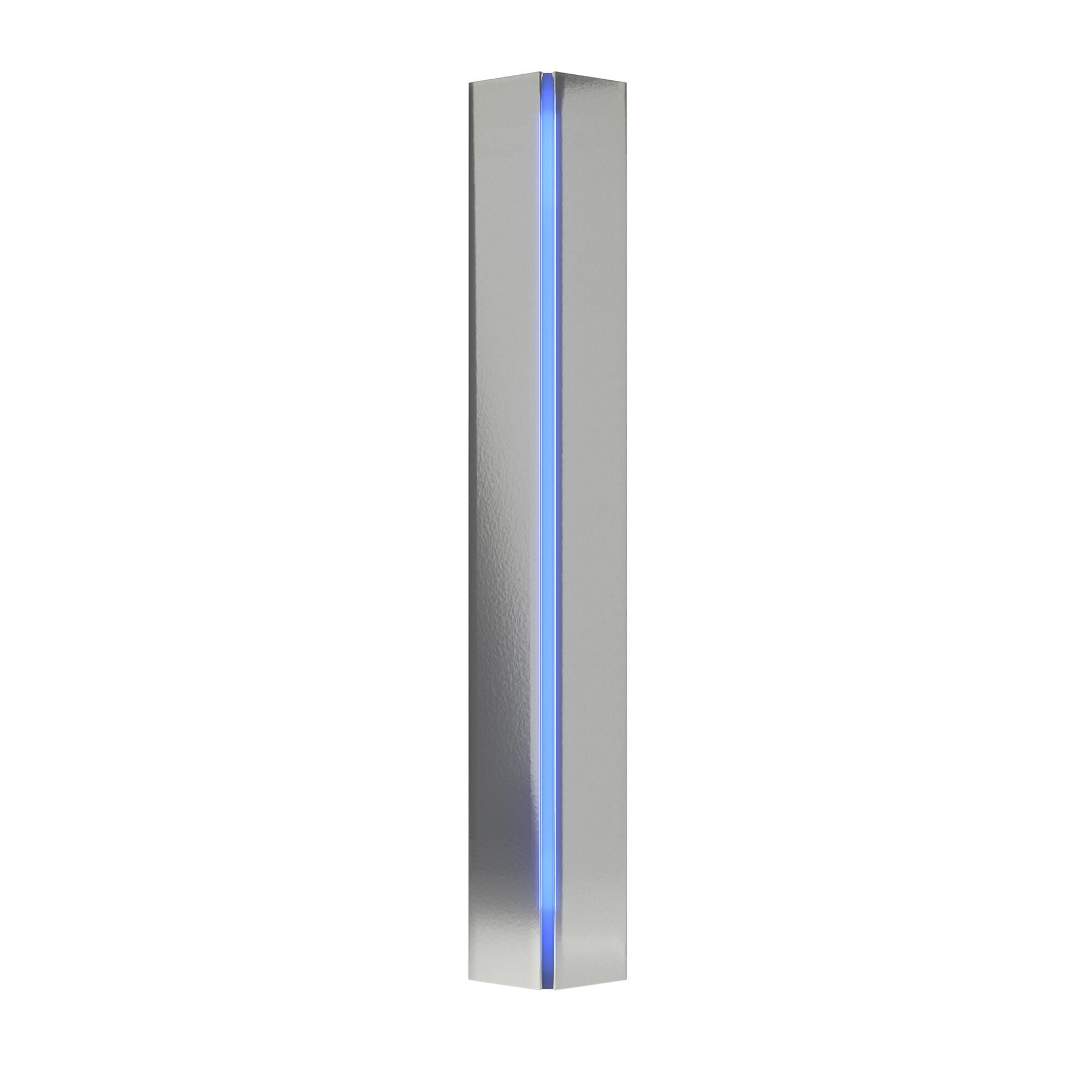 Shown in Sterling finish and Blue glass