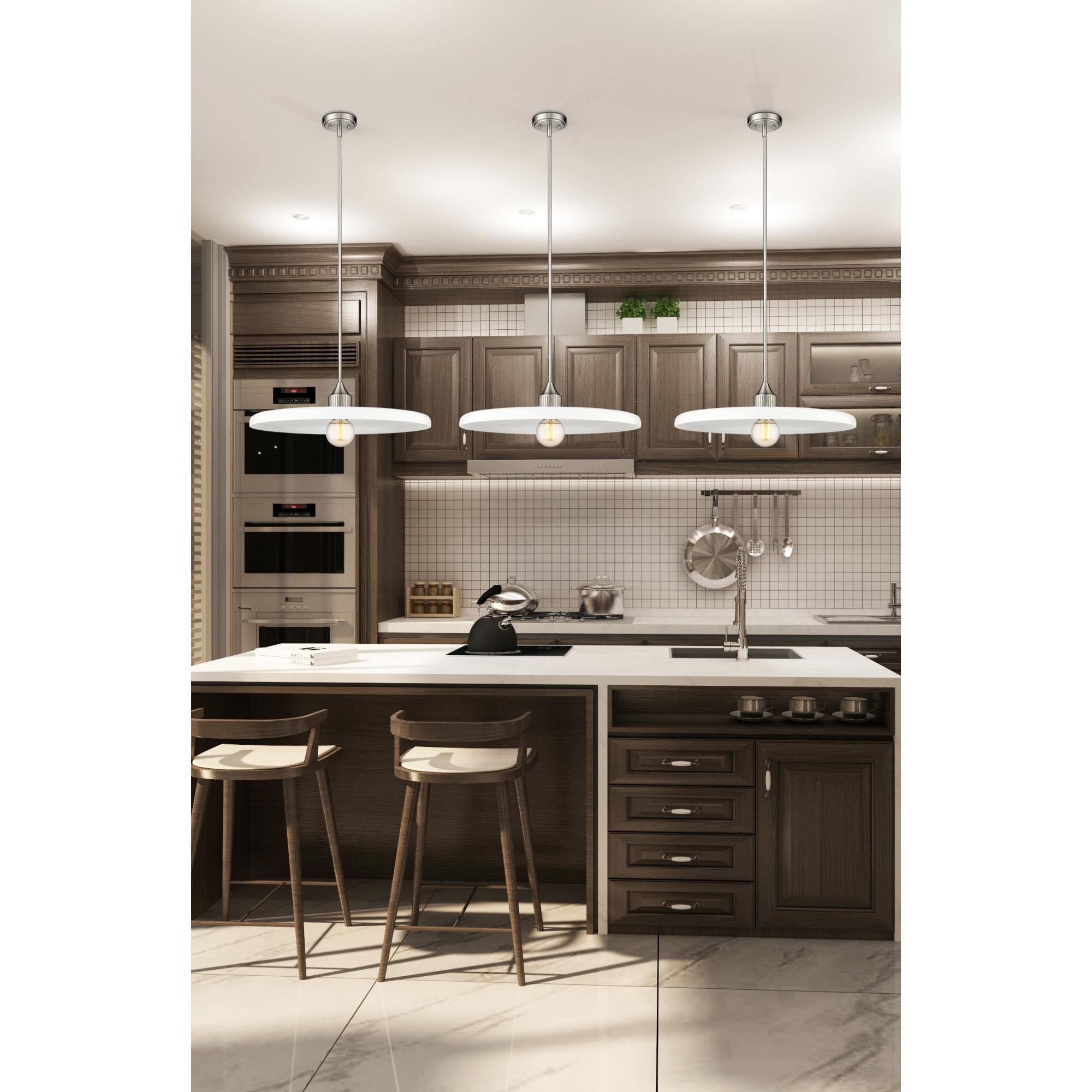 Shown in Brushed Nickel finish and Opal glass