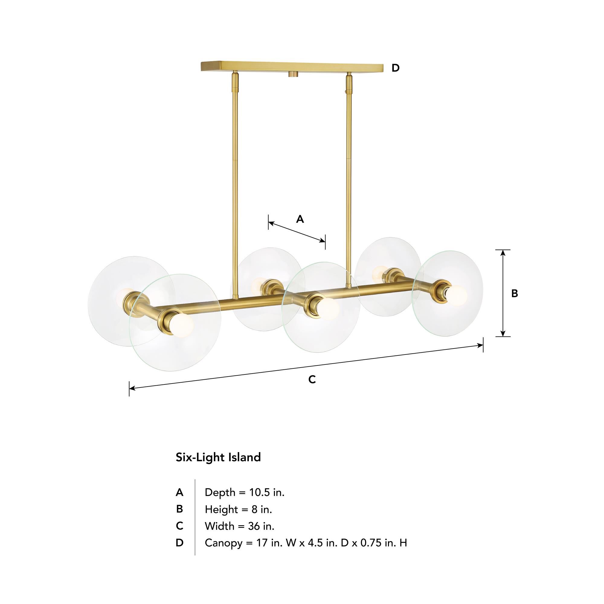 Shown in Brushed Gold finish and Clear glass
