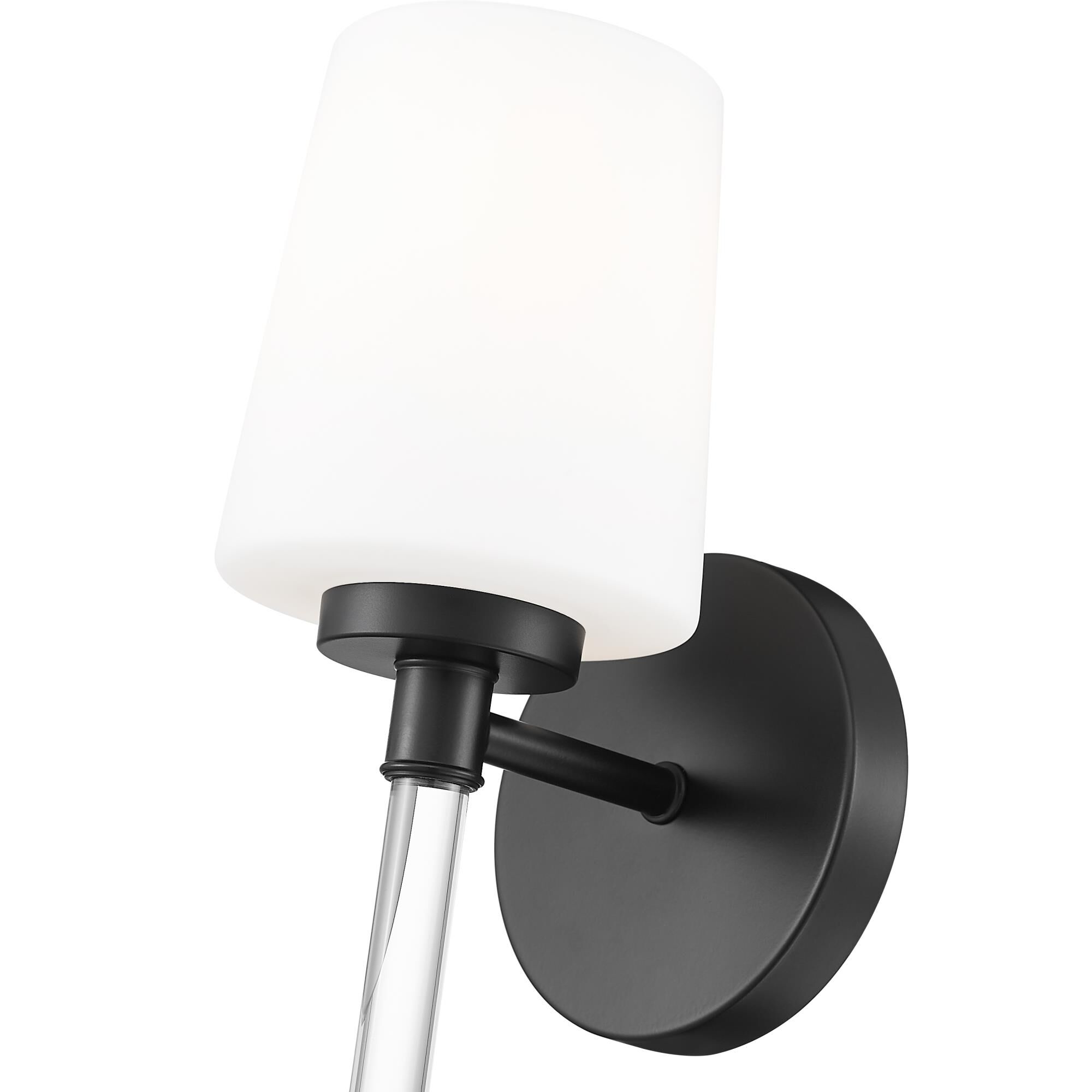 Shown in Matte Black finish and White Opal glass