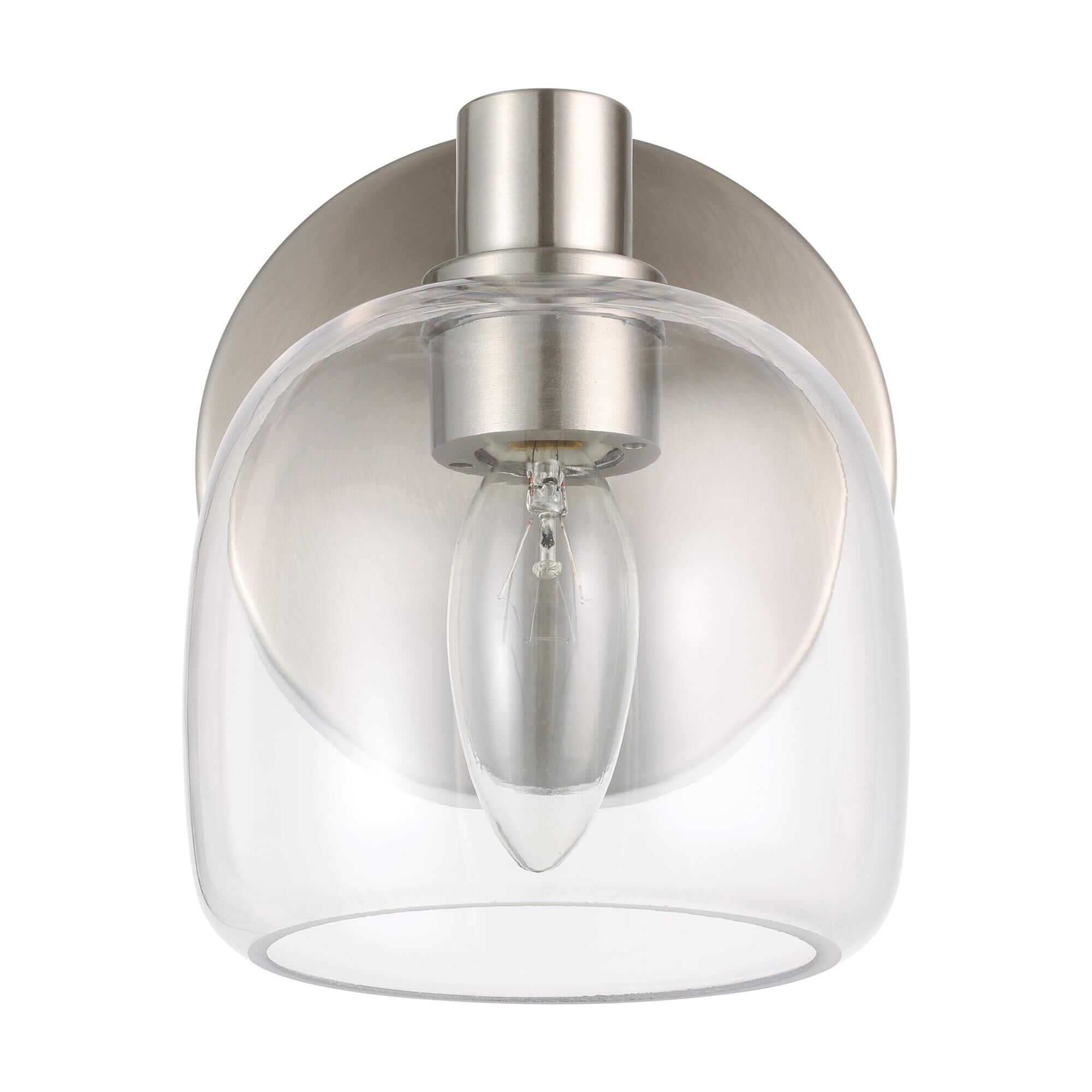 Shown in Brushed Nickel finish and Clear glass