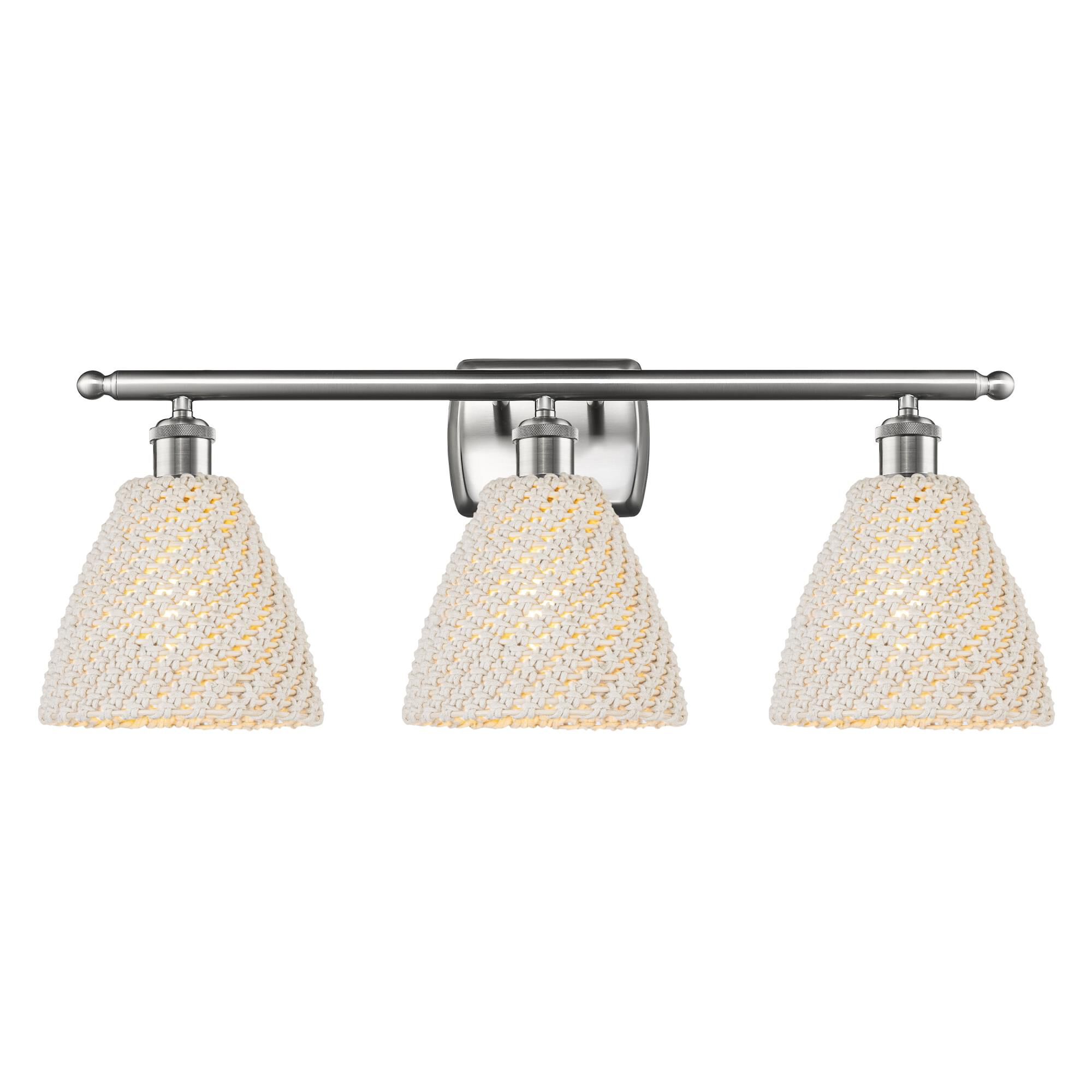 Shown in Brushed Satin Nickel finish and Natural shade