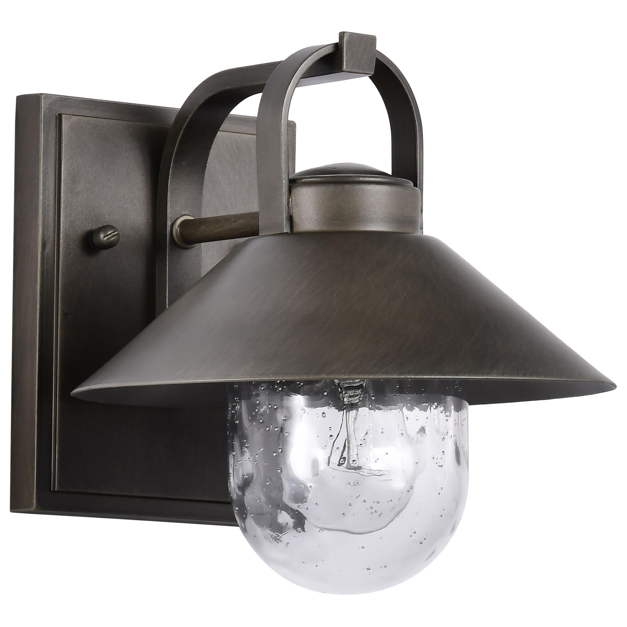 Shown in Bronze finish and Clear Seeded glass