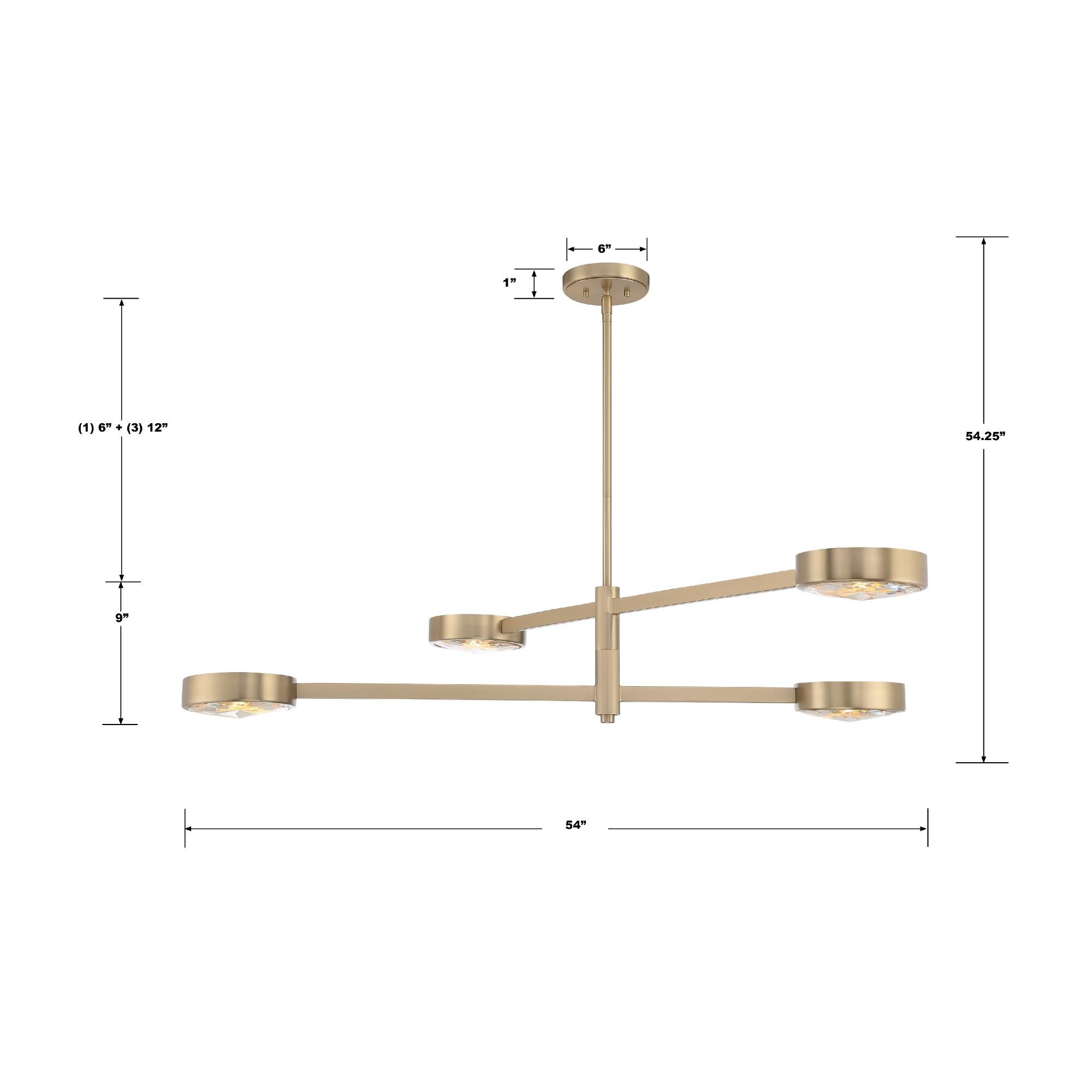 Shown in Modern Gold finish and Glass shade