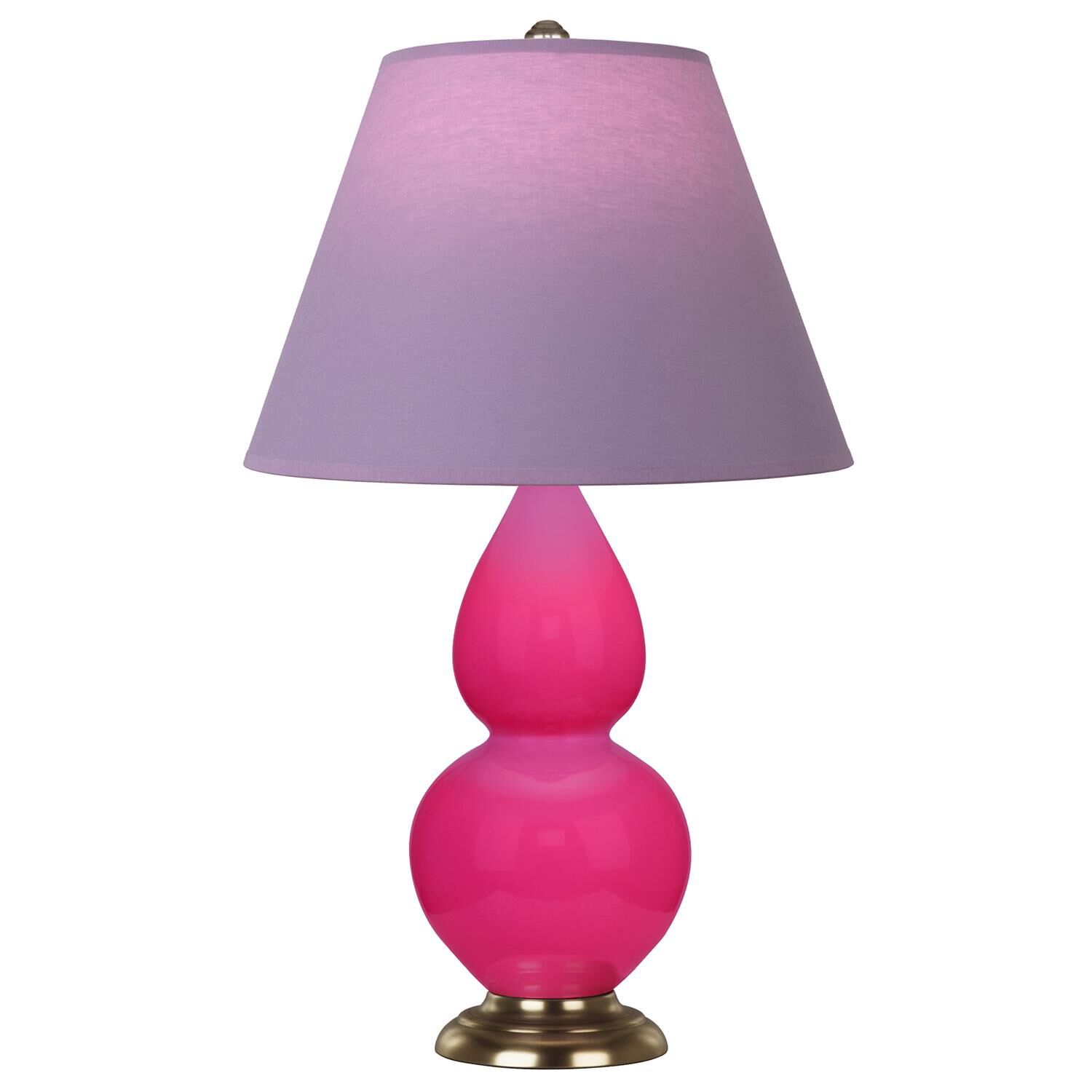Shown in Razzle Rose finish and Lavender and Plum shade and Antique Natural Brass accent