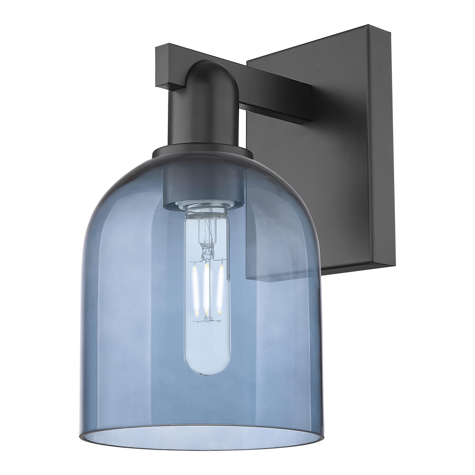 Shown in Matte Black finish and Blue glass