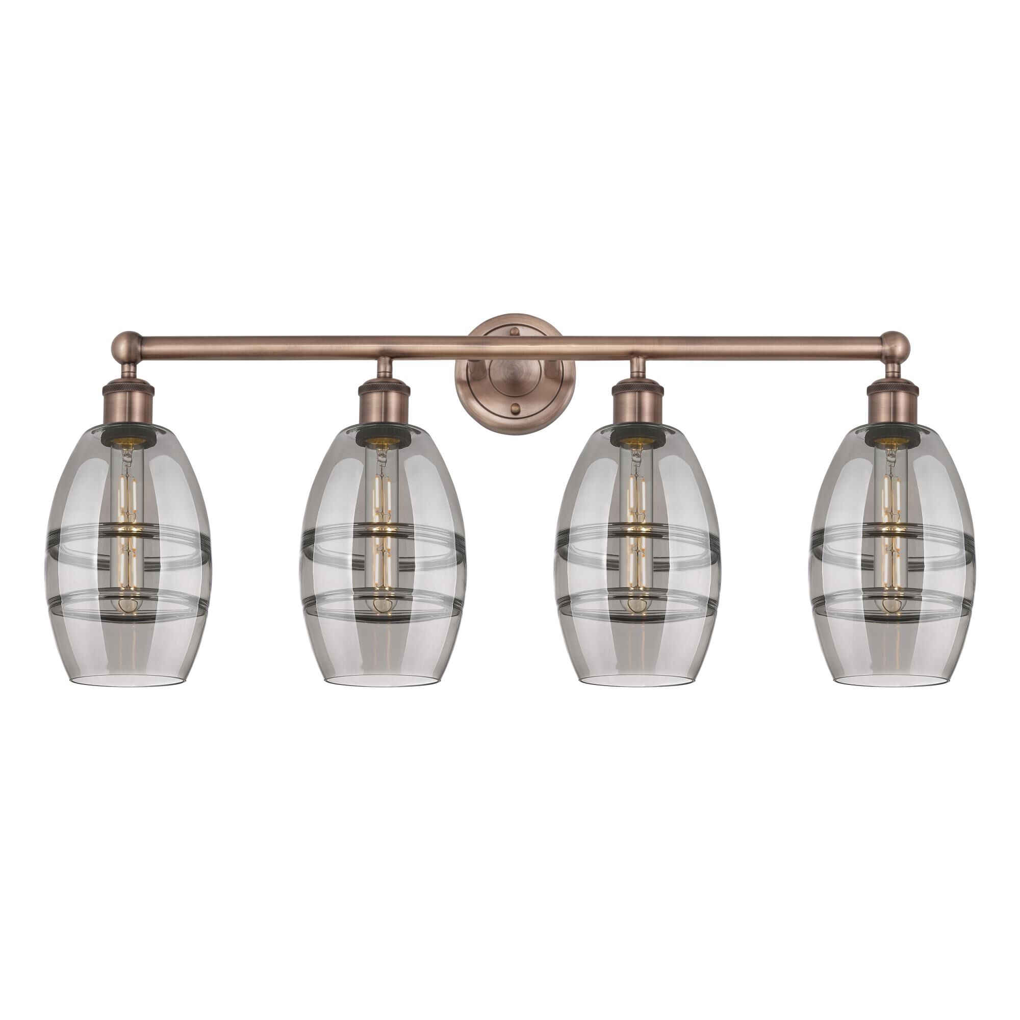 Shown in Antique Copper finish and Light Smoke glass