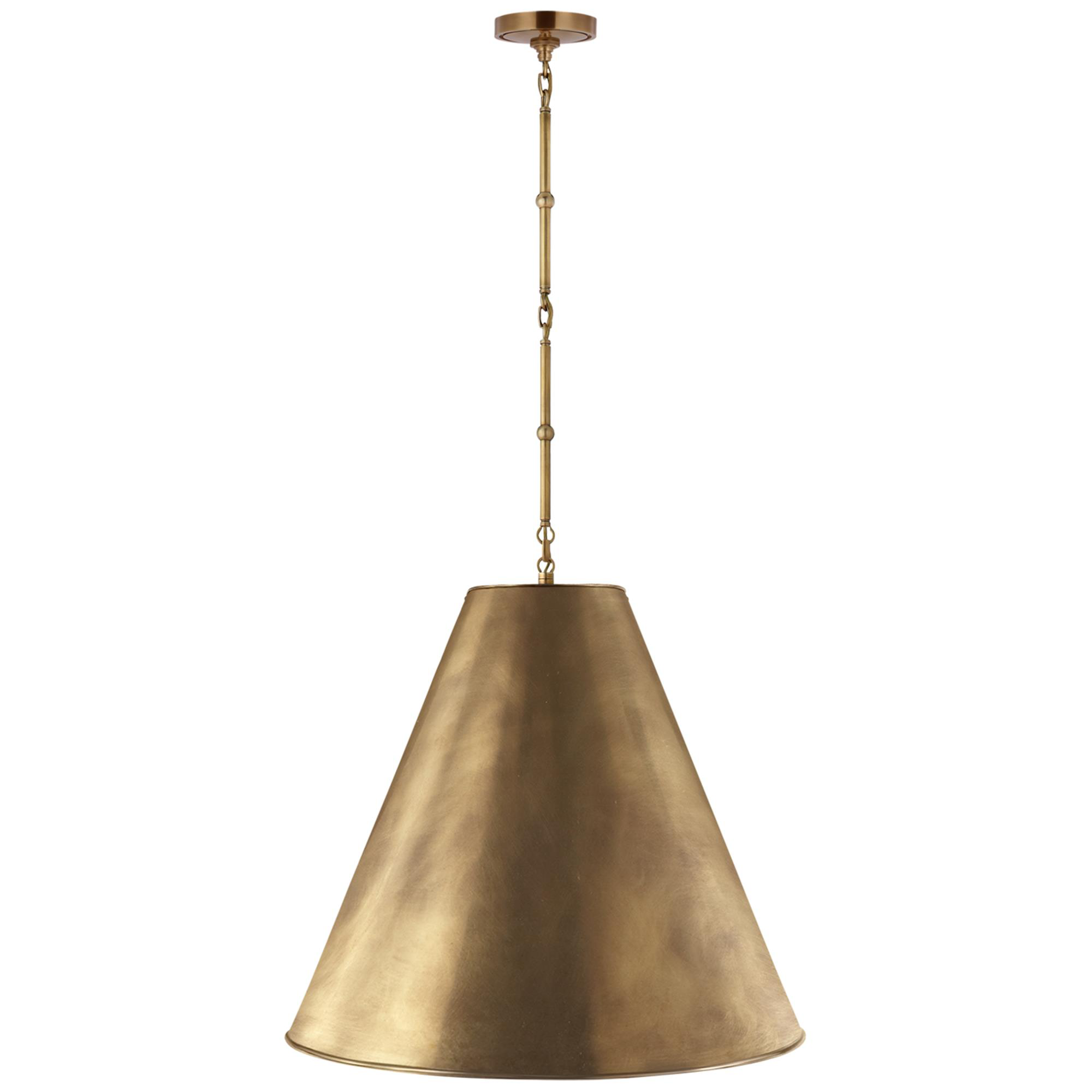 Shown in Hand-Rubbed Antique Brass finish and Antique Brass shade