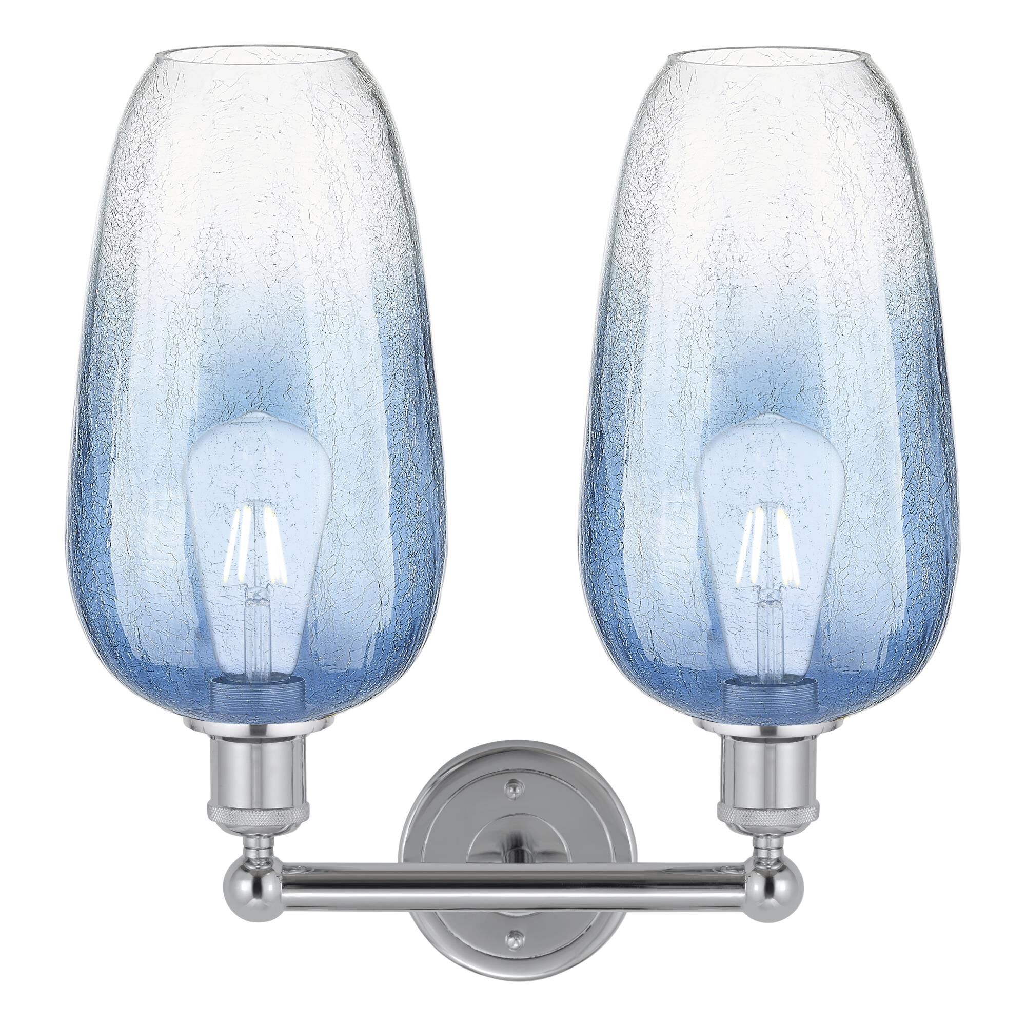 Shown in Polished Chrome finish and Sapphire Blue glass