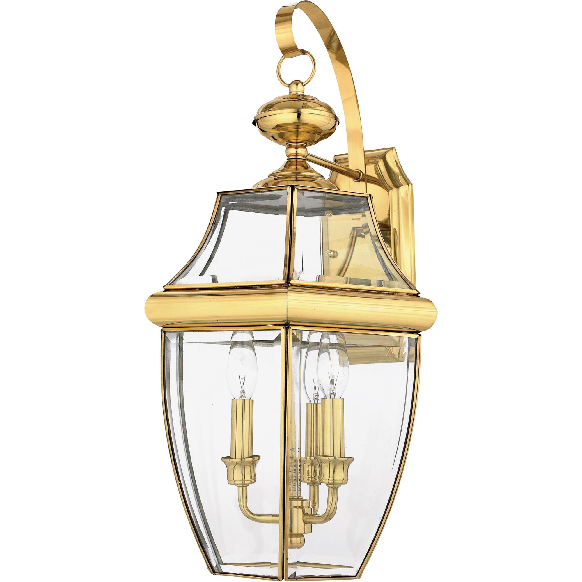Shown in Polished Brass finish and Clear Beveled glass