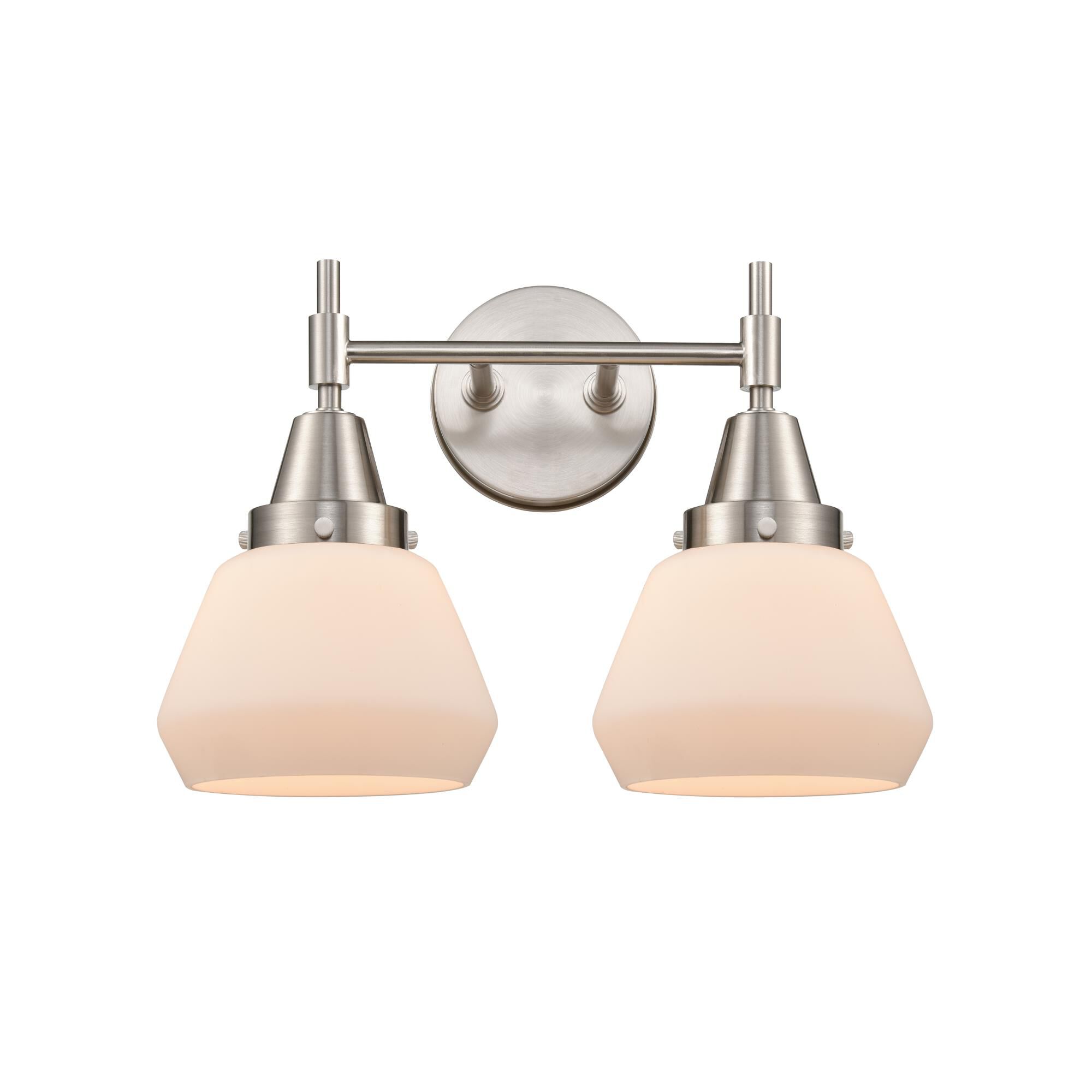 Shown in Satin Nickel finish and Matte White Cased Large Cone glass