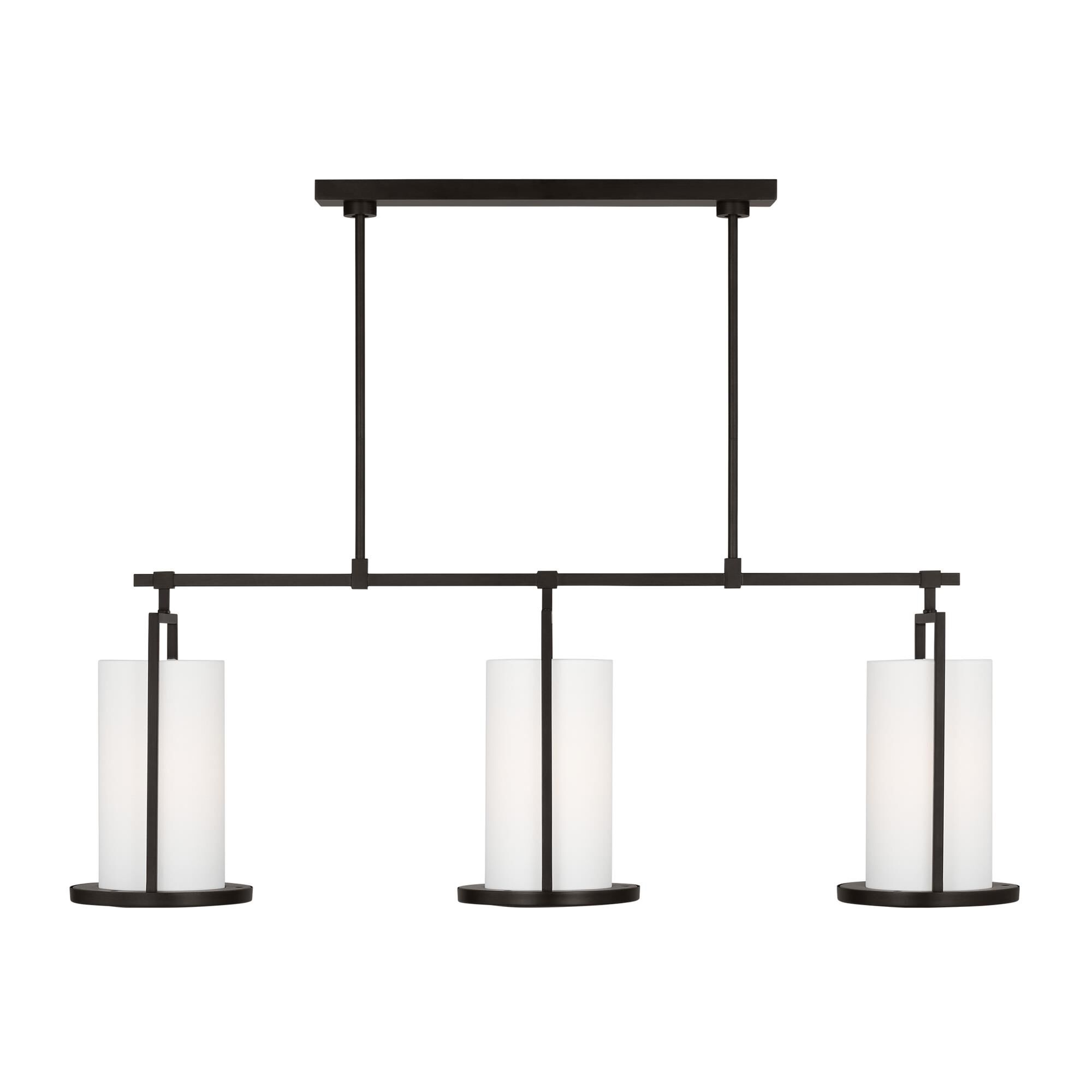 Shown in Aged Iron finish and White Linen Fabric s shade