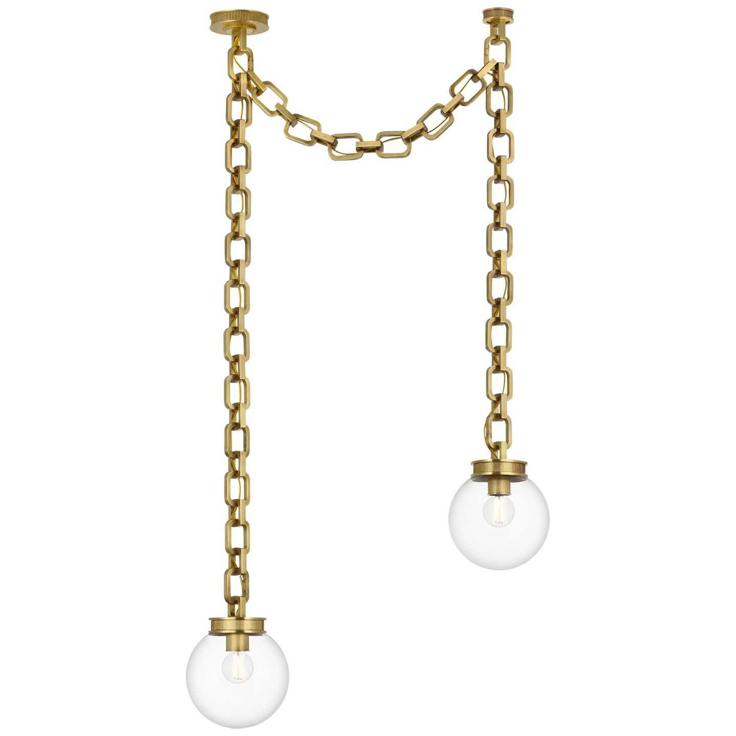 Shown in Soft Brass finish and Clear glass