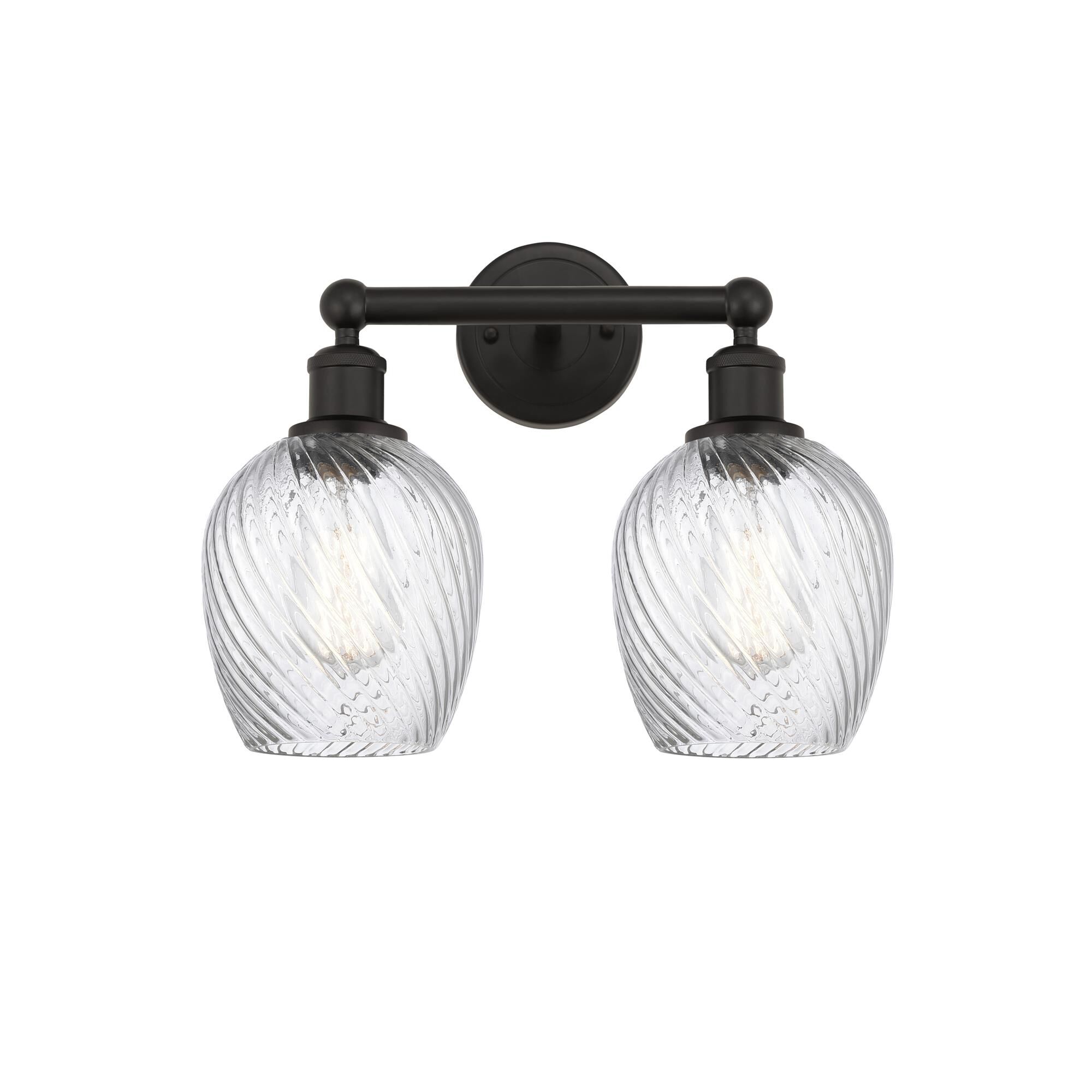 Shown in Oil Rubbed Bronze, Clear Spiral Fluted finish and Clear Spiral Fluted glass and Clear Spiral Fluted Glass shade
