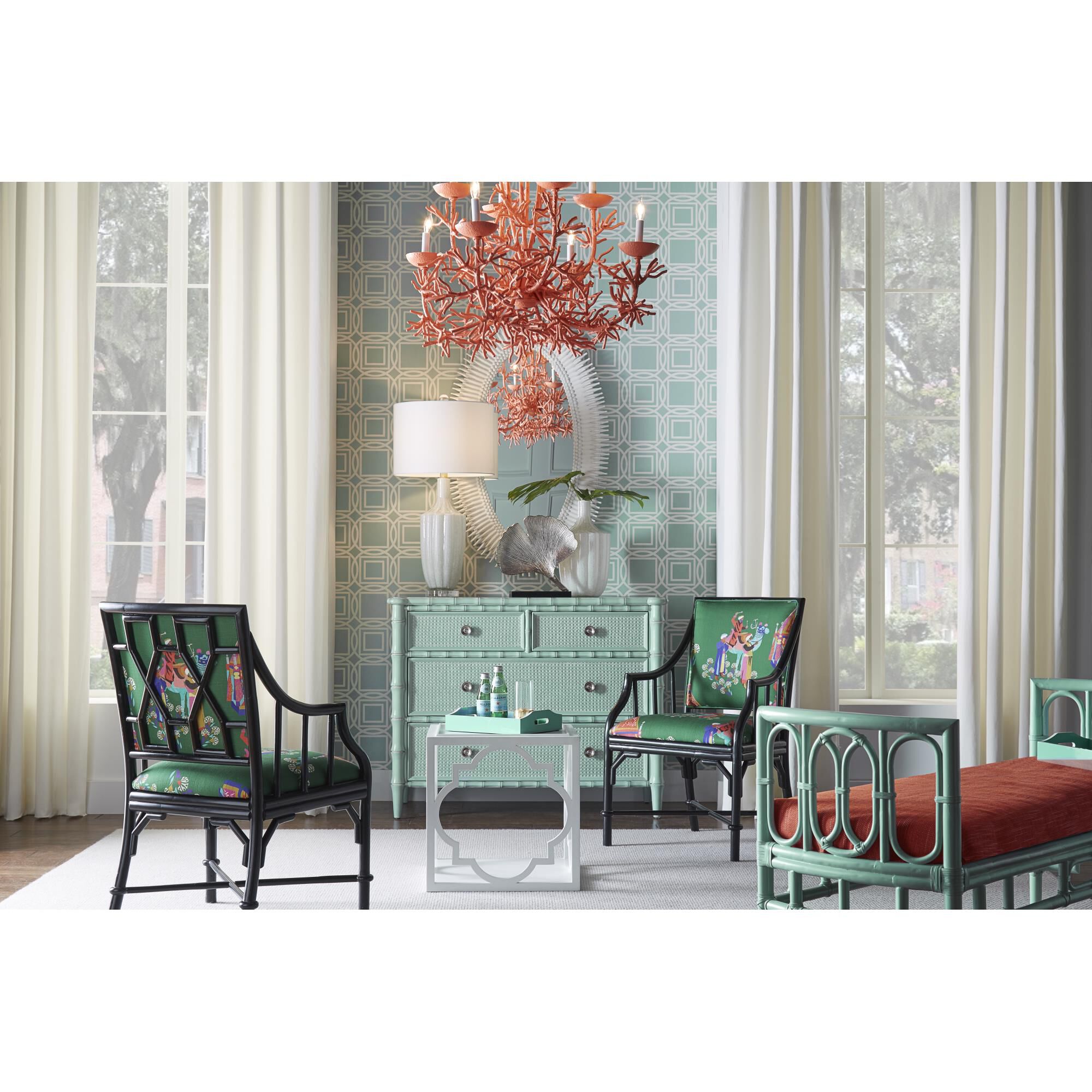 Shown in Blue - White Glaze - Satin Nickel finish