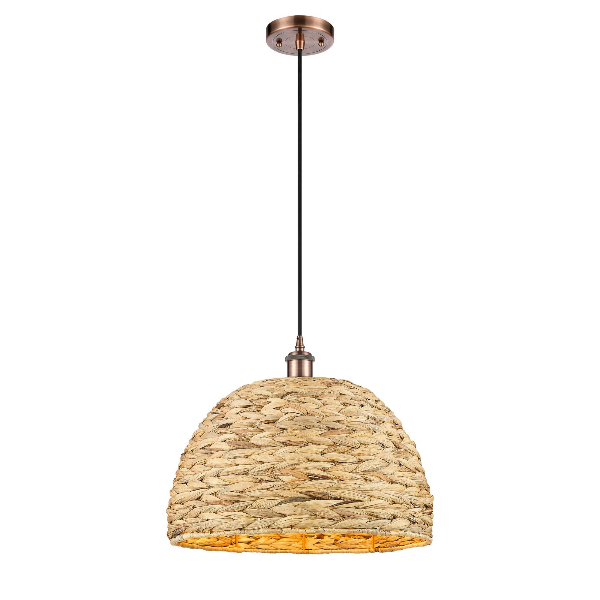 Shown in Antique Copper finish and Natural shade