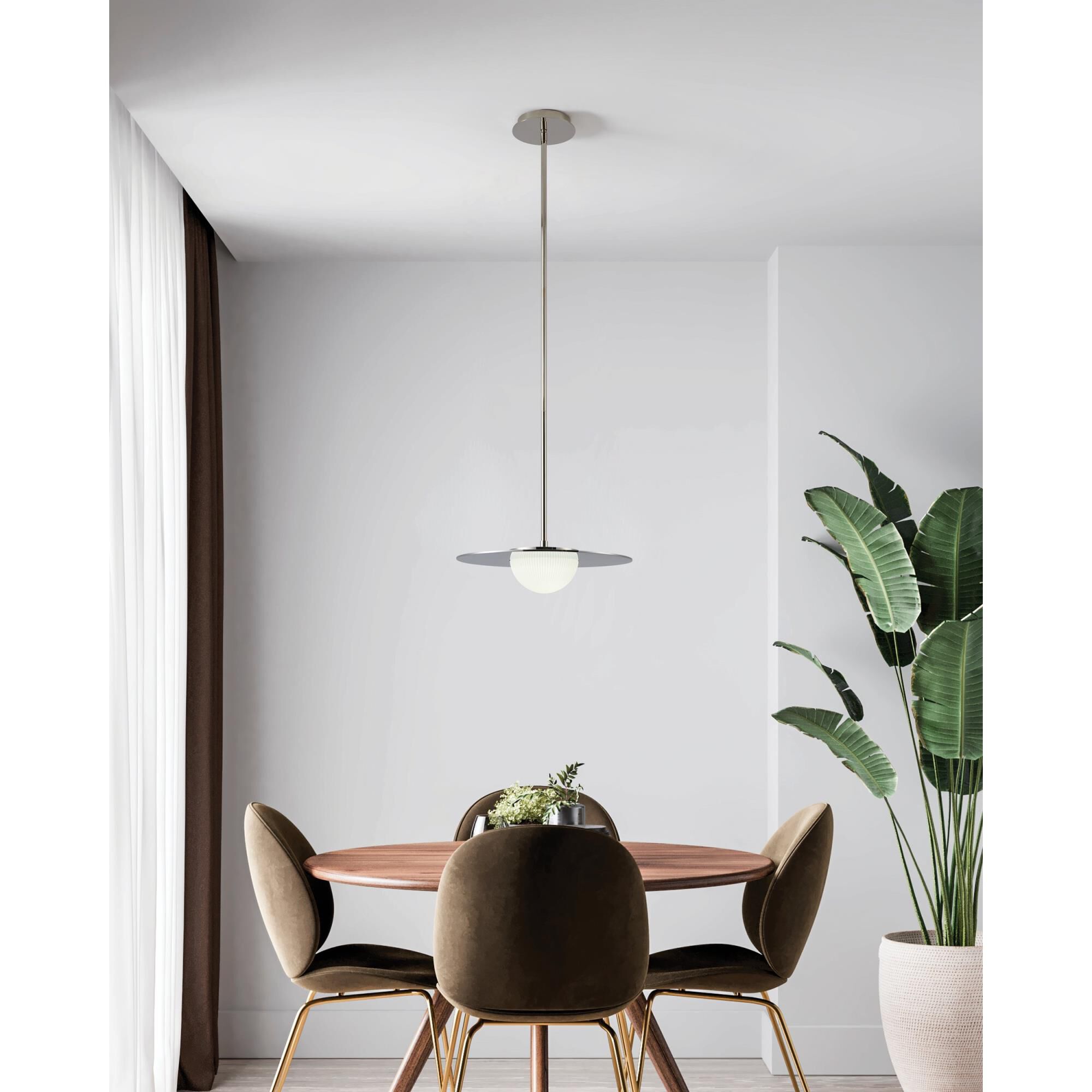 Shown in Polished Nickel finish and Opal Ribbed glass