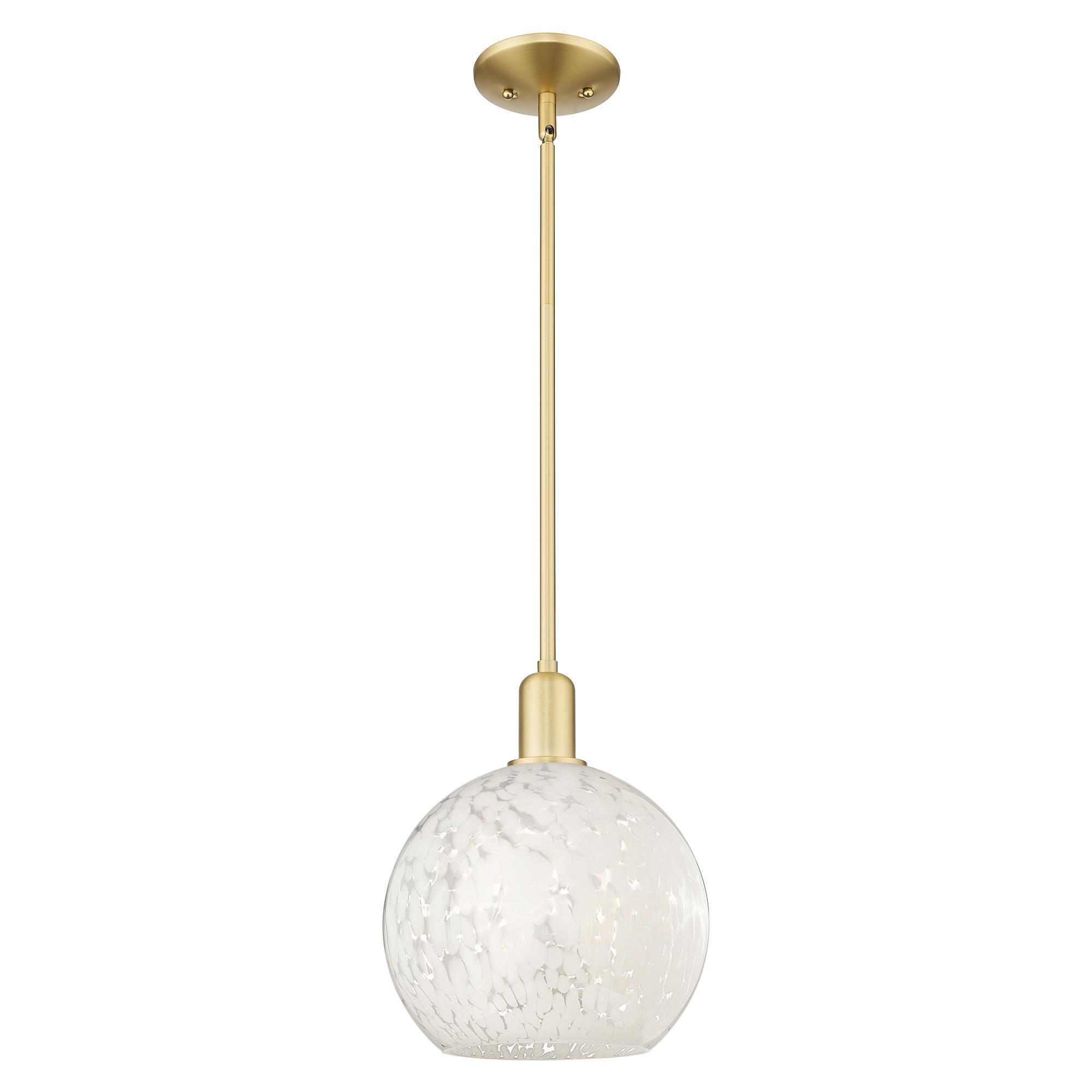 Shown in Satin Gold finish and White Mouchette glass