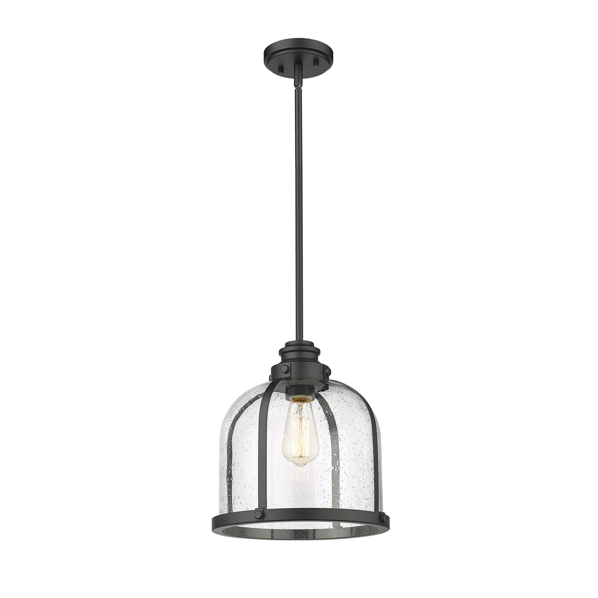 Shown in Matte Black finish and Glass shade
