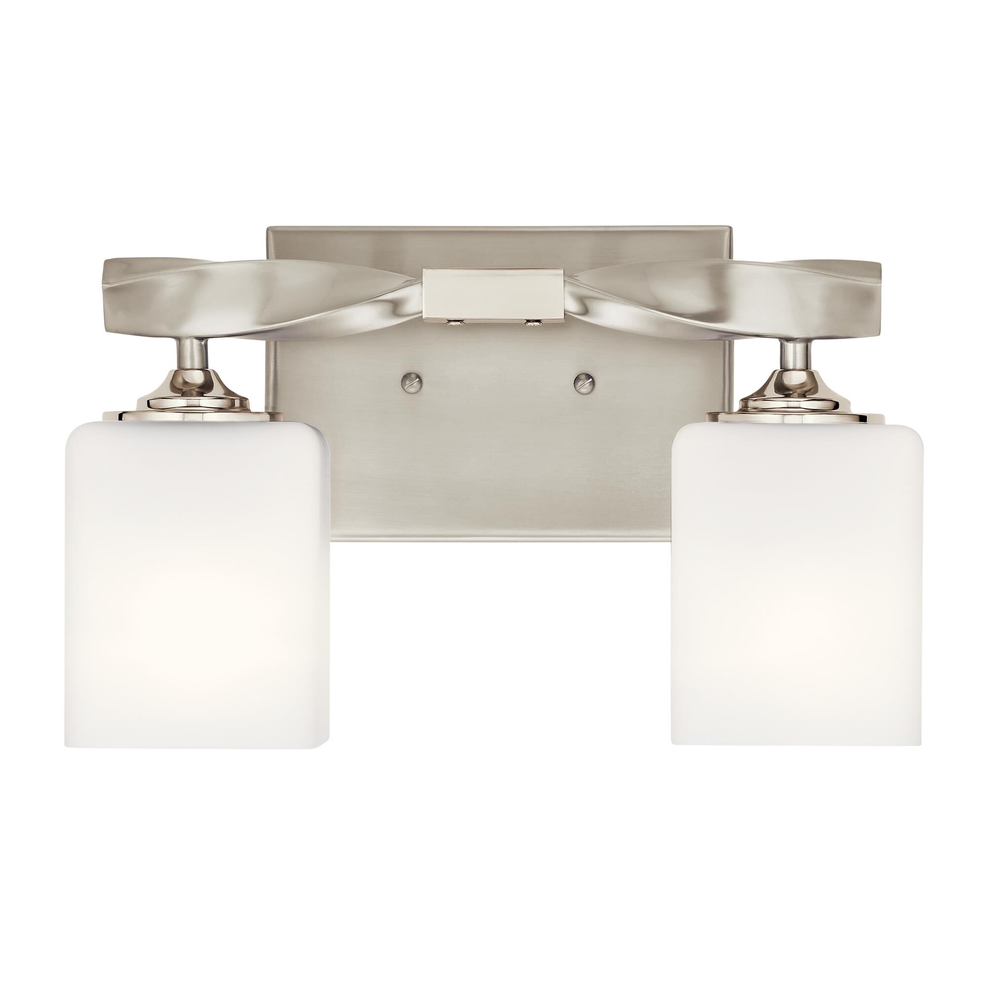 Shown in Brushed Nickel finish and Satin Etched Cased Opal glass
