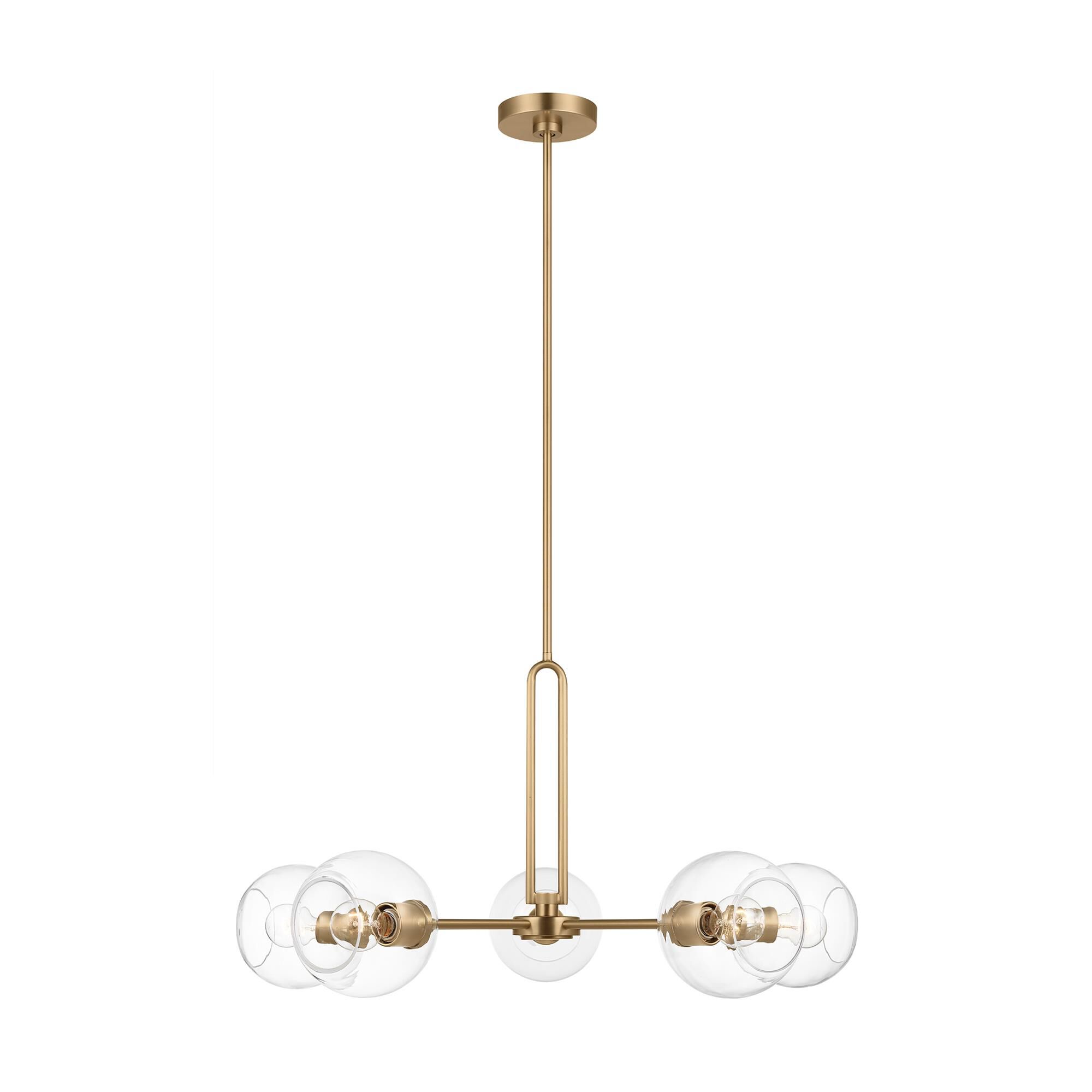 Shown in Satin Brass finish and Clear glass and Clear Glass s shade
