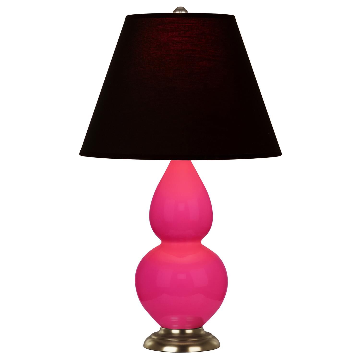Shown in Razzle Rose finish and Ink Black with Rose Red Lining shade and Antique Natural Brass accent