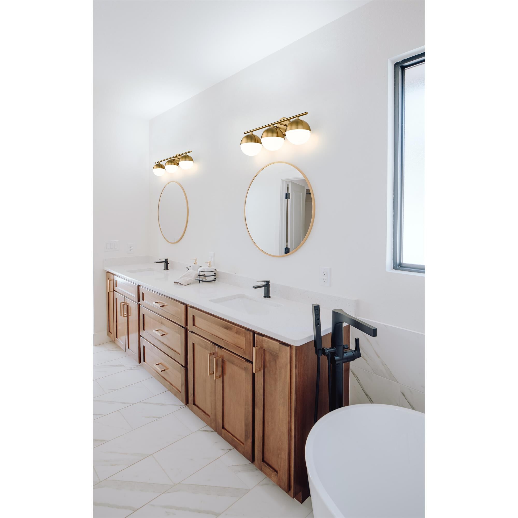 Shown in Modern Gold finish and Matte Opal glass and Matte Opal shade
