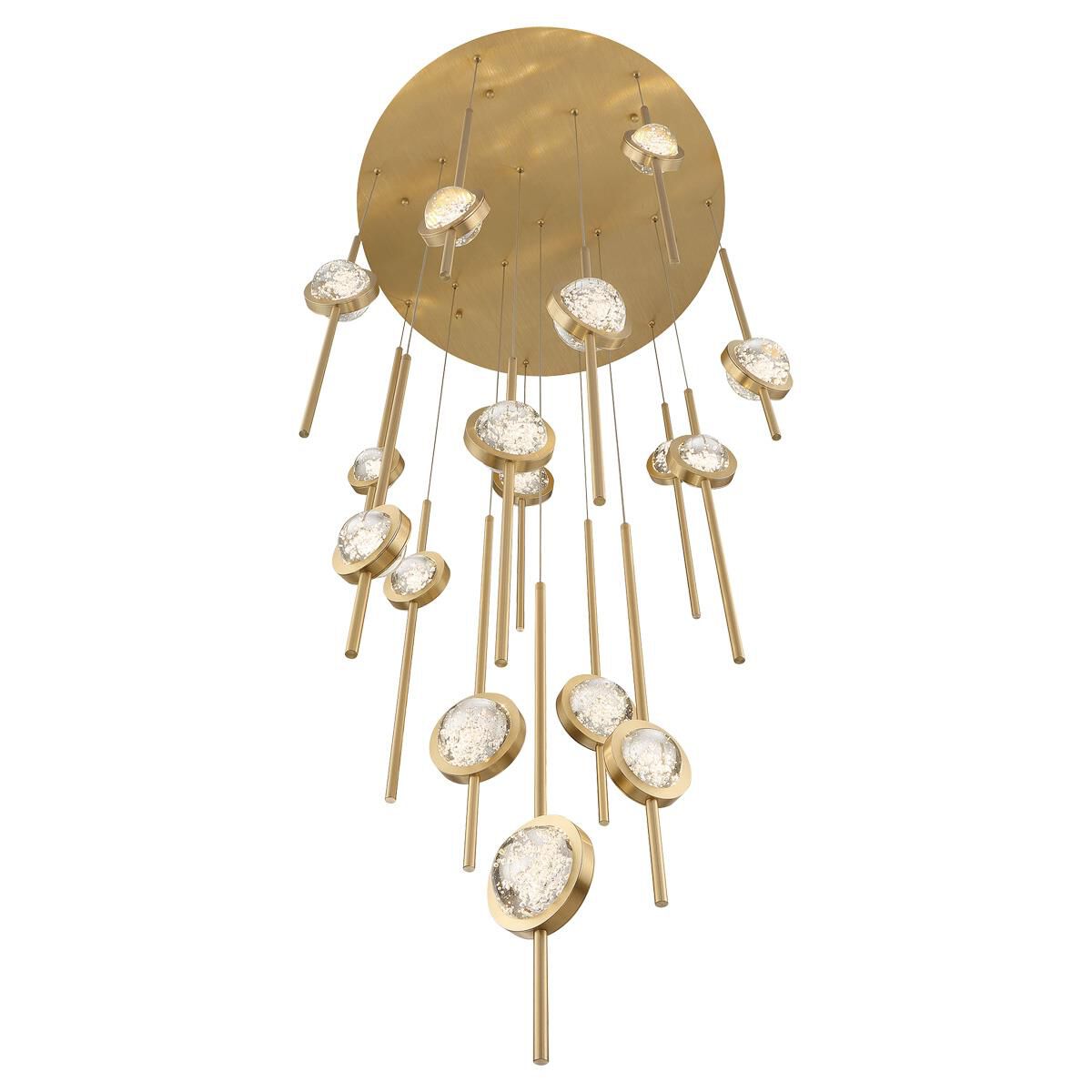 Shown in Brass Anodized Aluminum finish and Clear Seeded Orb glass and Aluminum Rods shade