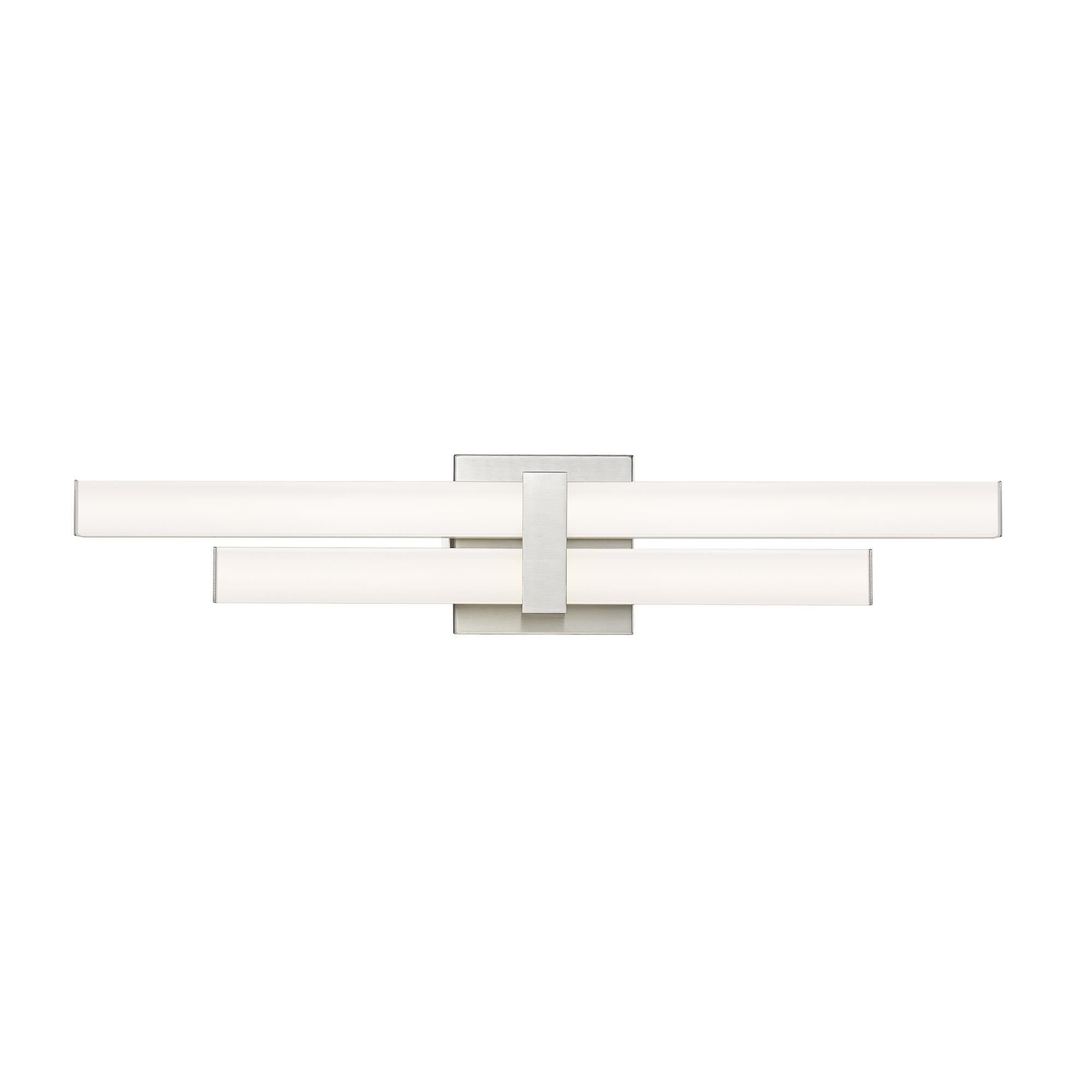 Shown in Brushed Nickel finish and Frosted glass and Frosted shade