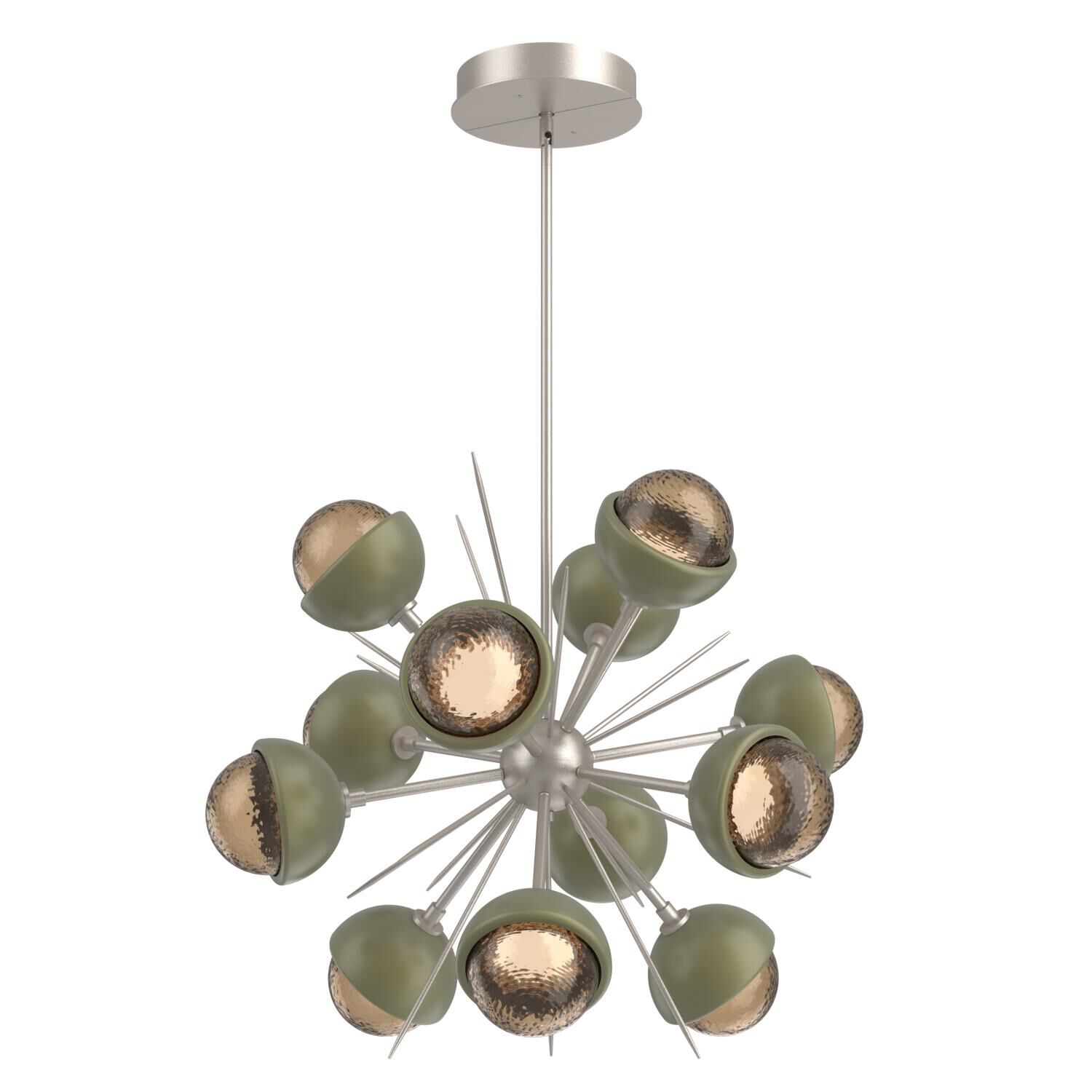 Shown in Beige Silver finish and Bronze glass and Sage Green accent