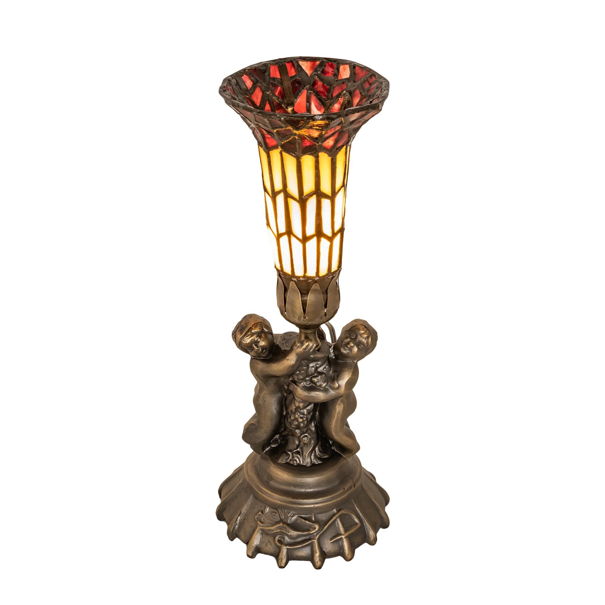 Shown in Antique Brass finish and Ruby;Amber /Acrylic glass
