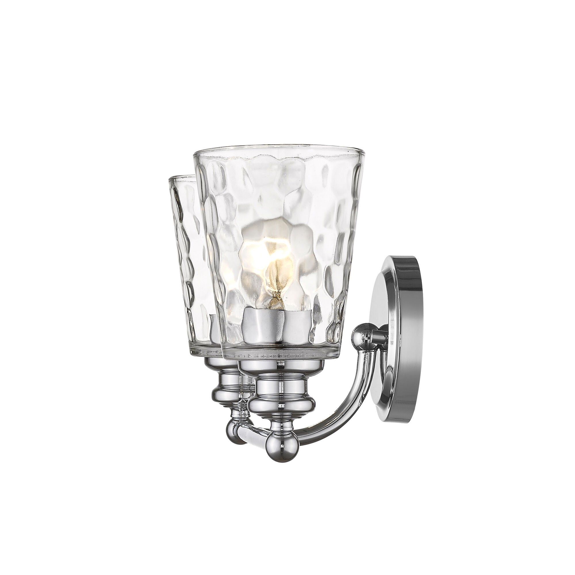 Shown in Chrome finish and Clear glass and Clear, Optic Cone Shaped Glass shade