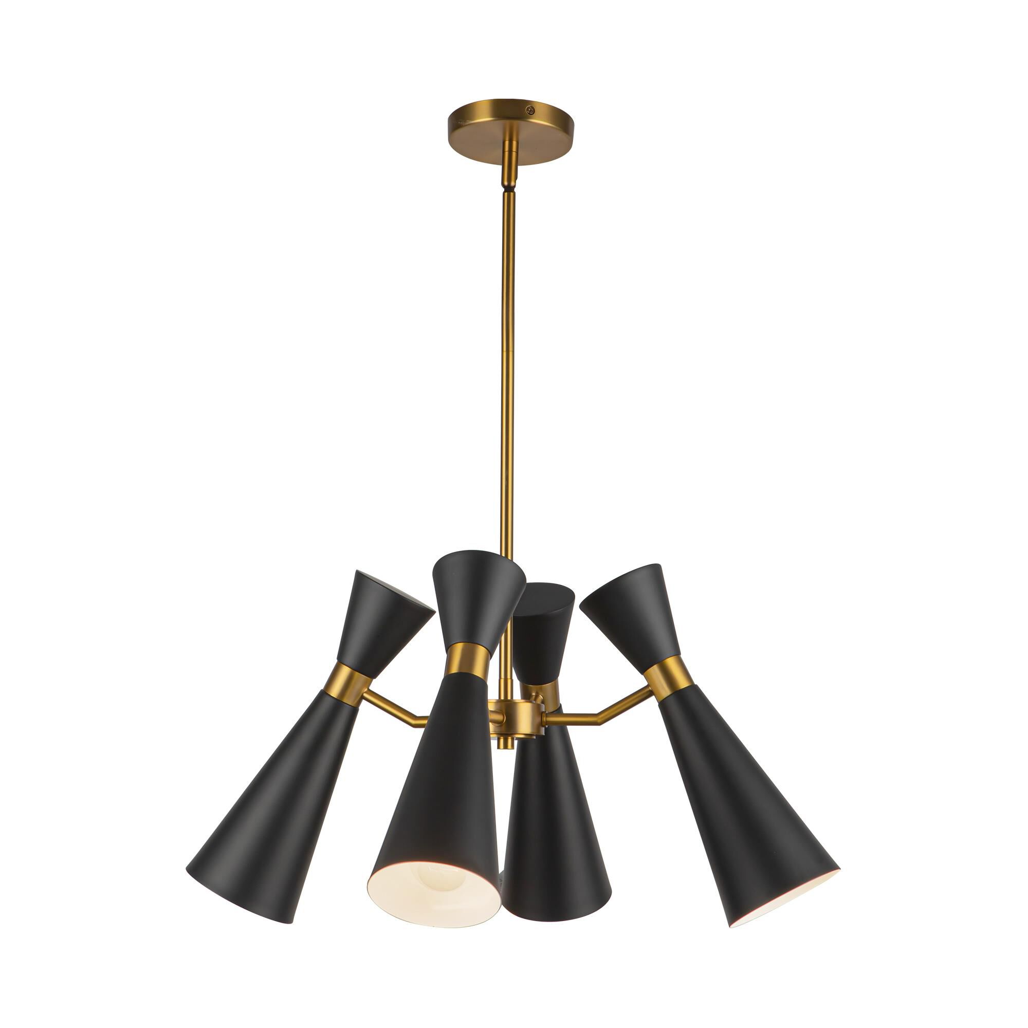 Shown in Matte Black and Aged Gold finish and Steel shade