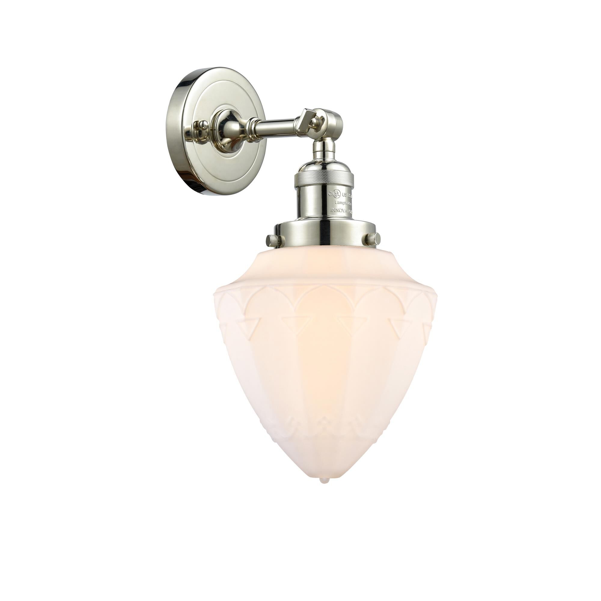 Shown in Polished Nickel finish and Matte White Cased Small Bullet glass