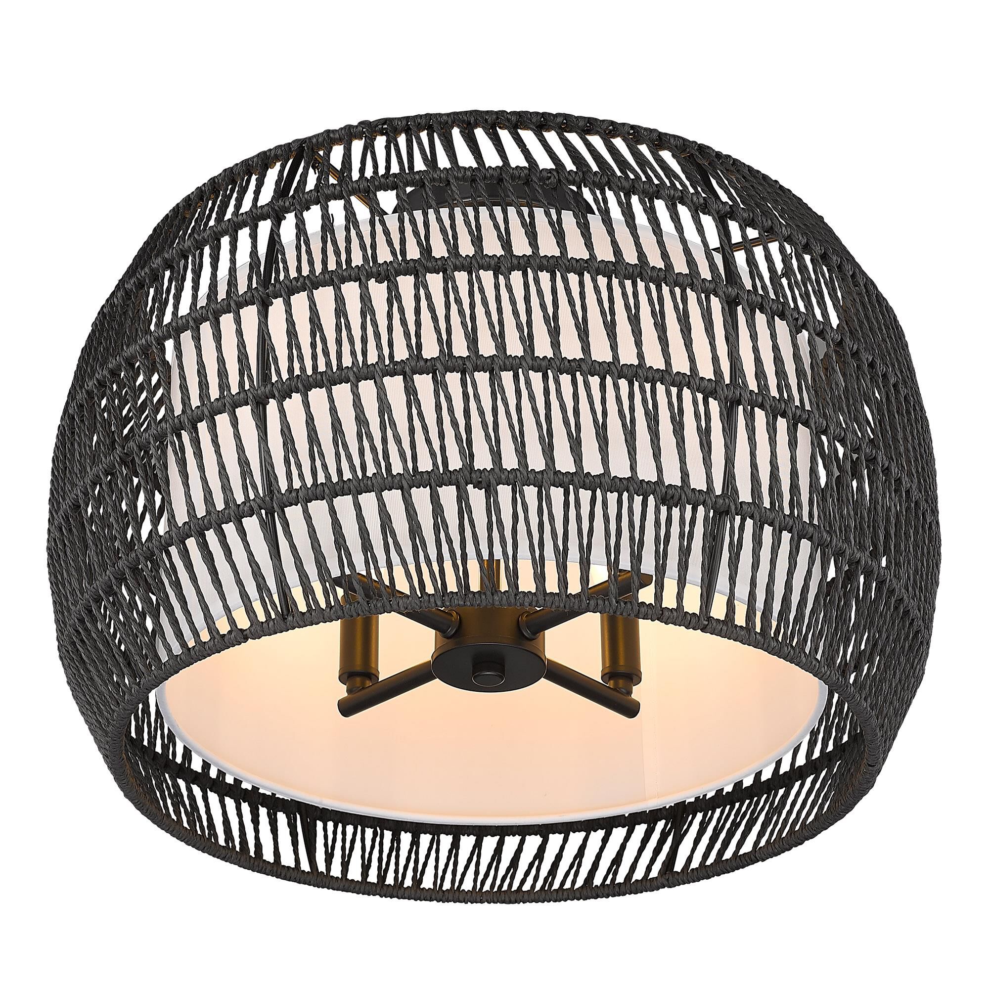Shown in Matte Black finish and Modern Black Rattan shade