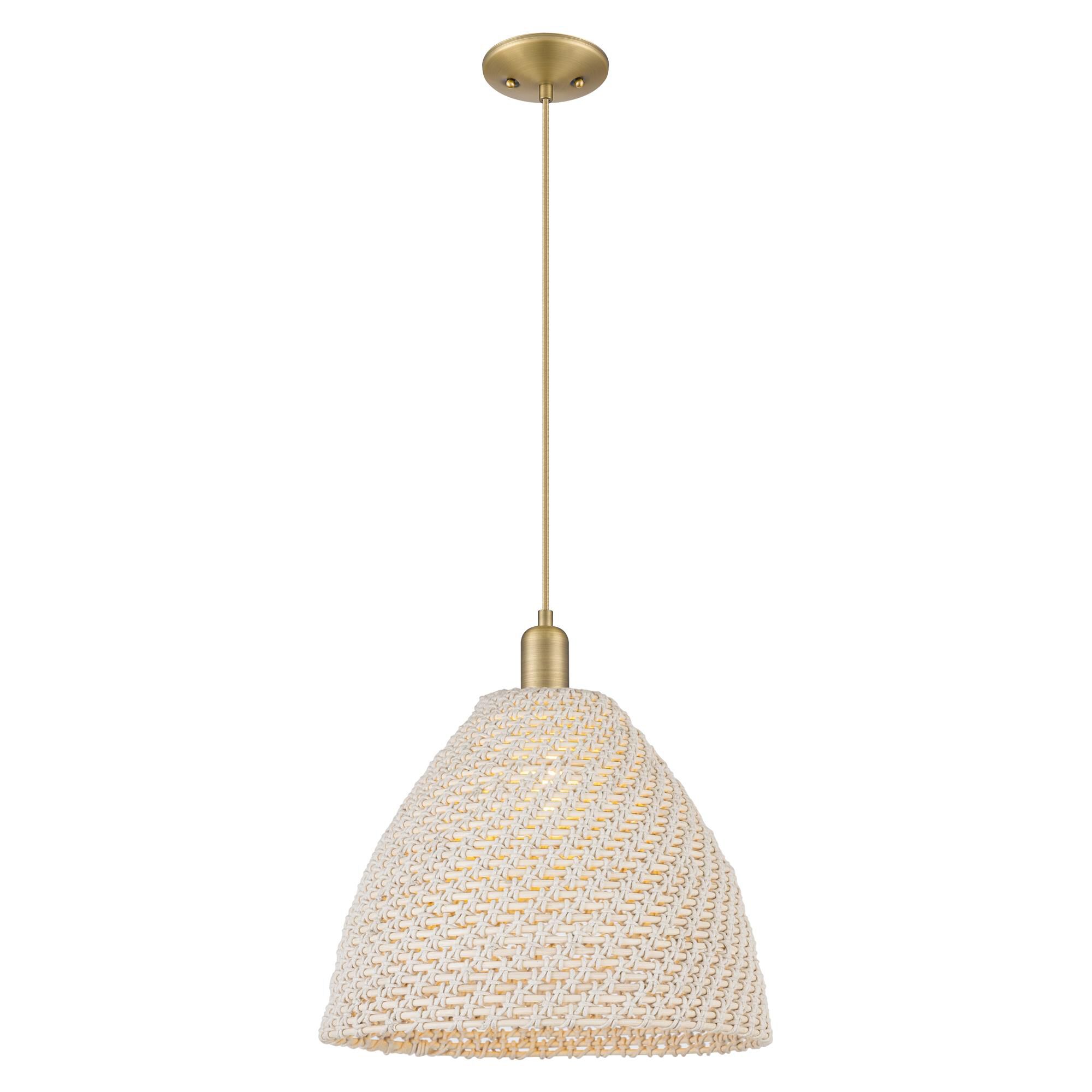 Shown in Brushed Brass finish and Natural shade