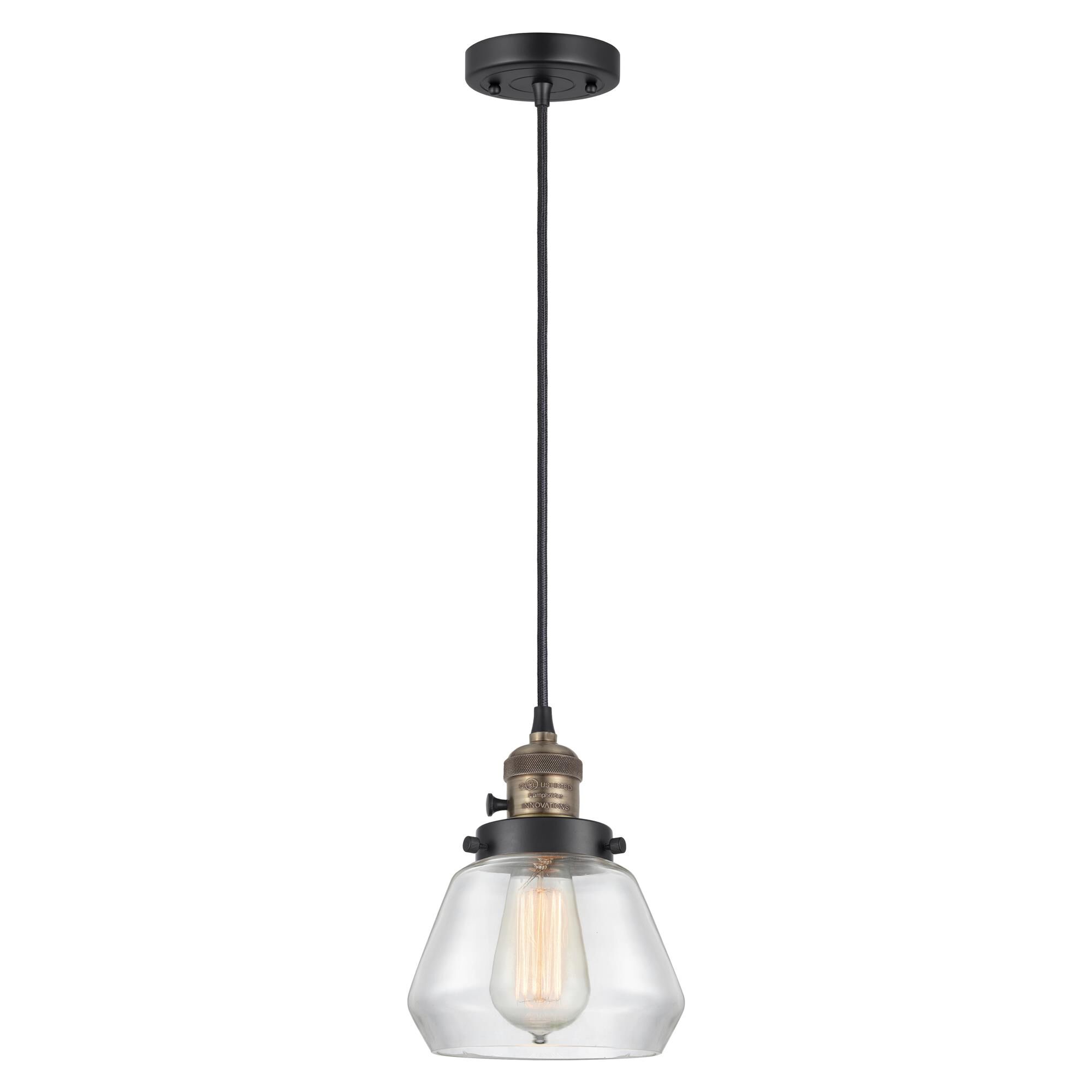Shown in Black Antique Brass finish and Clear glass