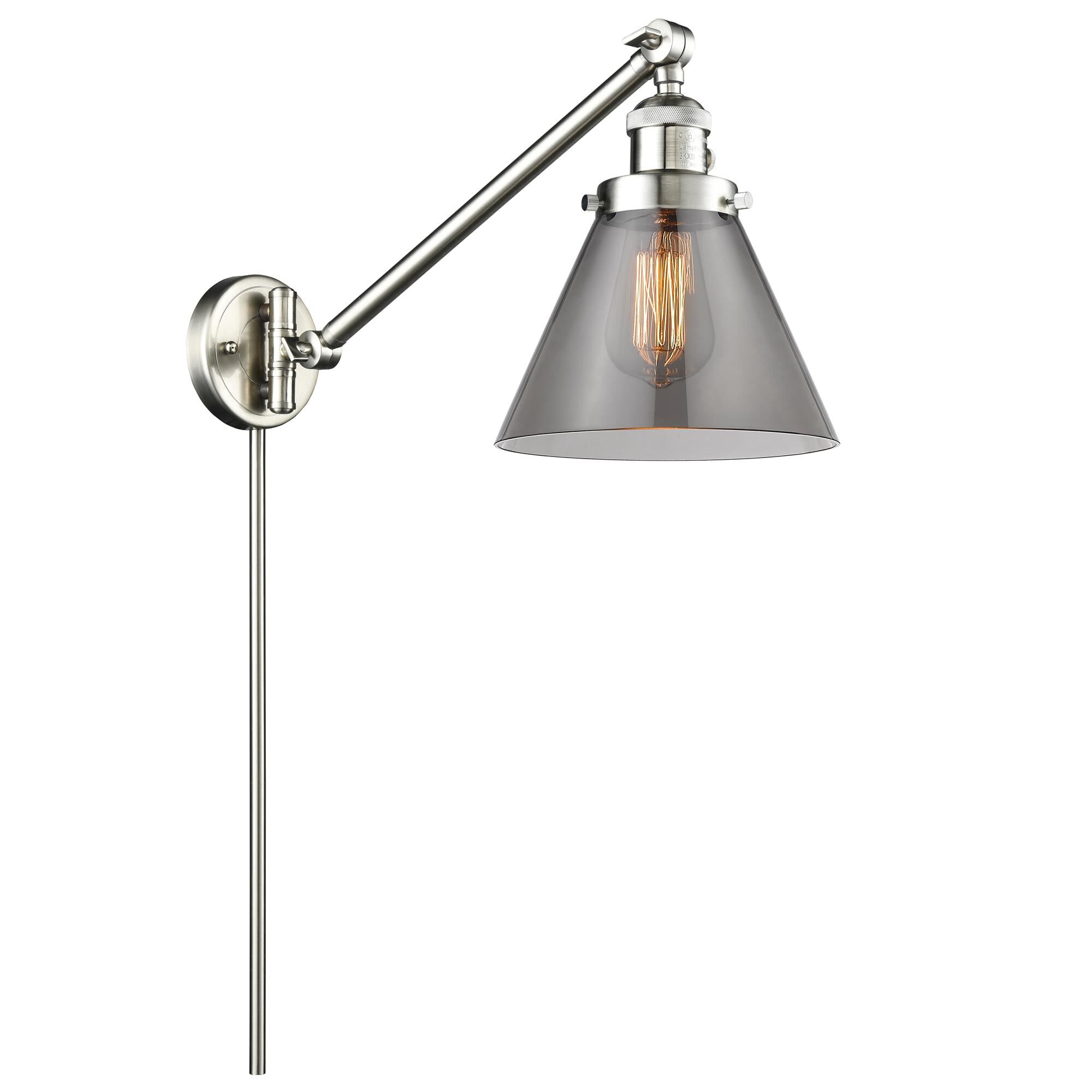 Shown in Brushed Satin Nickel finish and Smoked glass