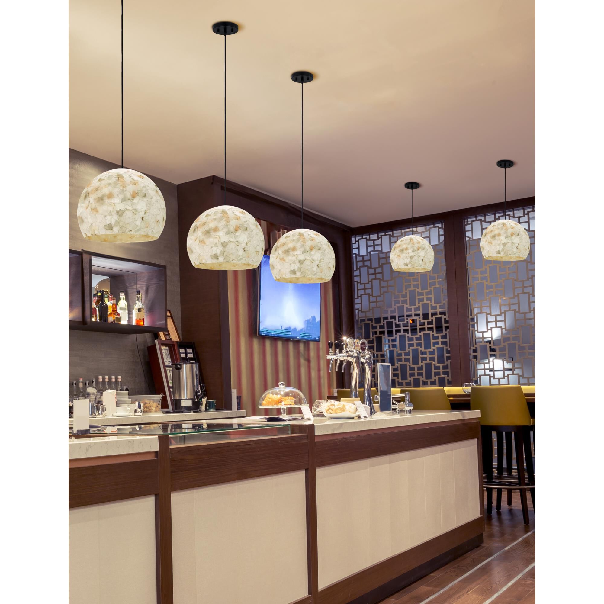 Alabaster Rocks! - Globe 13 Inch Large Pendant by Justice Design Group