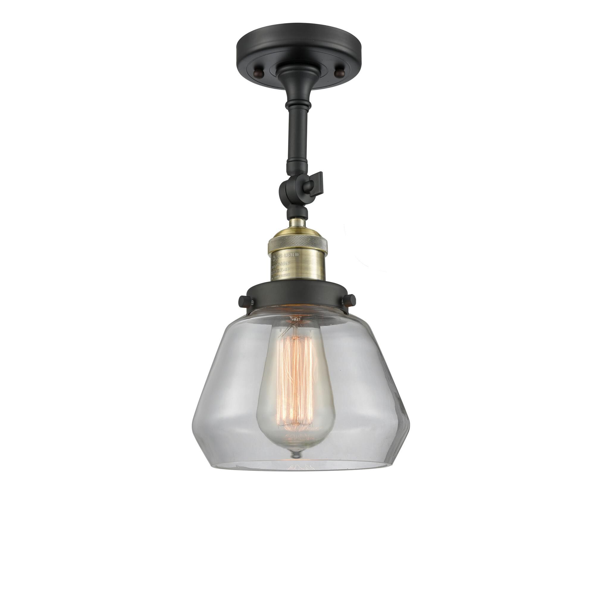 Shown in Black Antique Brass finish and Clear glass and None accent