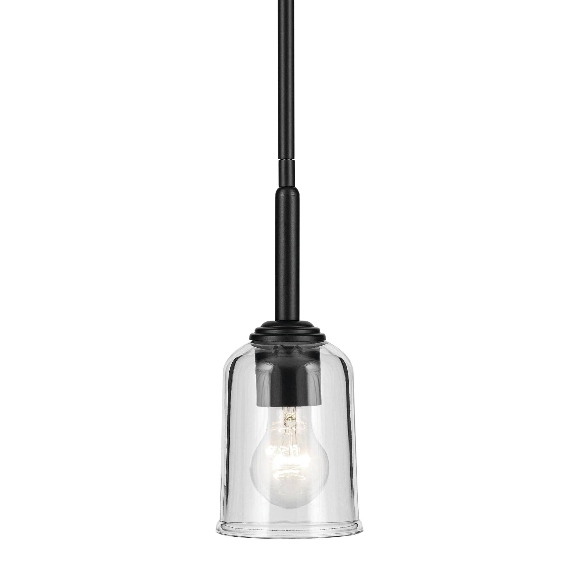 Shown in Black finish and Clear glass
