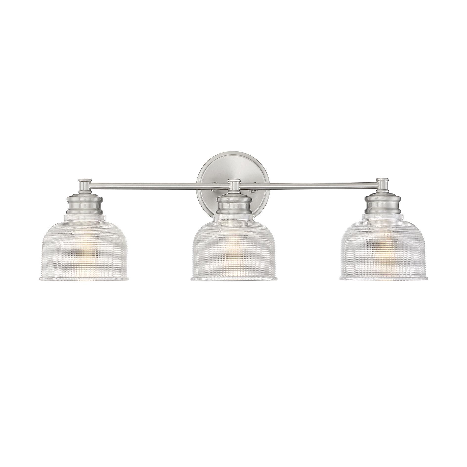 Shown in Brushed Nickel finish and Clear Halophane glass